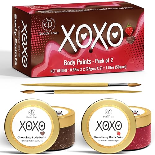 Valentine Gift Set - Edible Flavored Body Paints Set for Couples | Stawberry & Chocolate | Pack of 2 – Enhance Fun & Intimacy with Skin-Friendly | Easy-to-Clean (25g x 2) 50gm