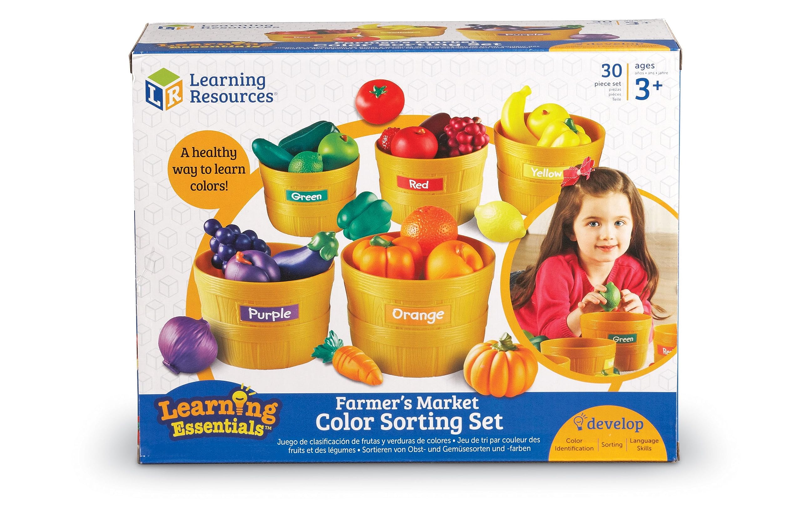 Learning Resources Set di Classificazione Colore, Mercato dei Contadini, Frutta e Verdura Giocattolo, Gioco Educativo, Regalo Bambini 18 Mesi, 3 Anni