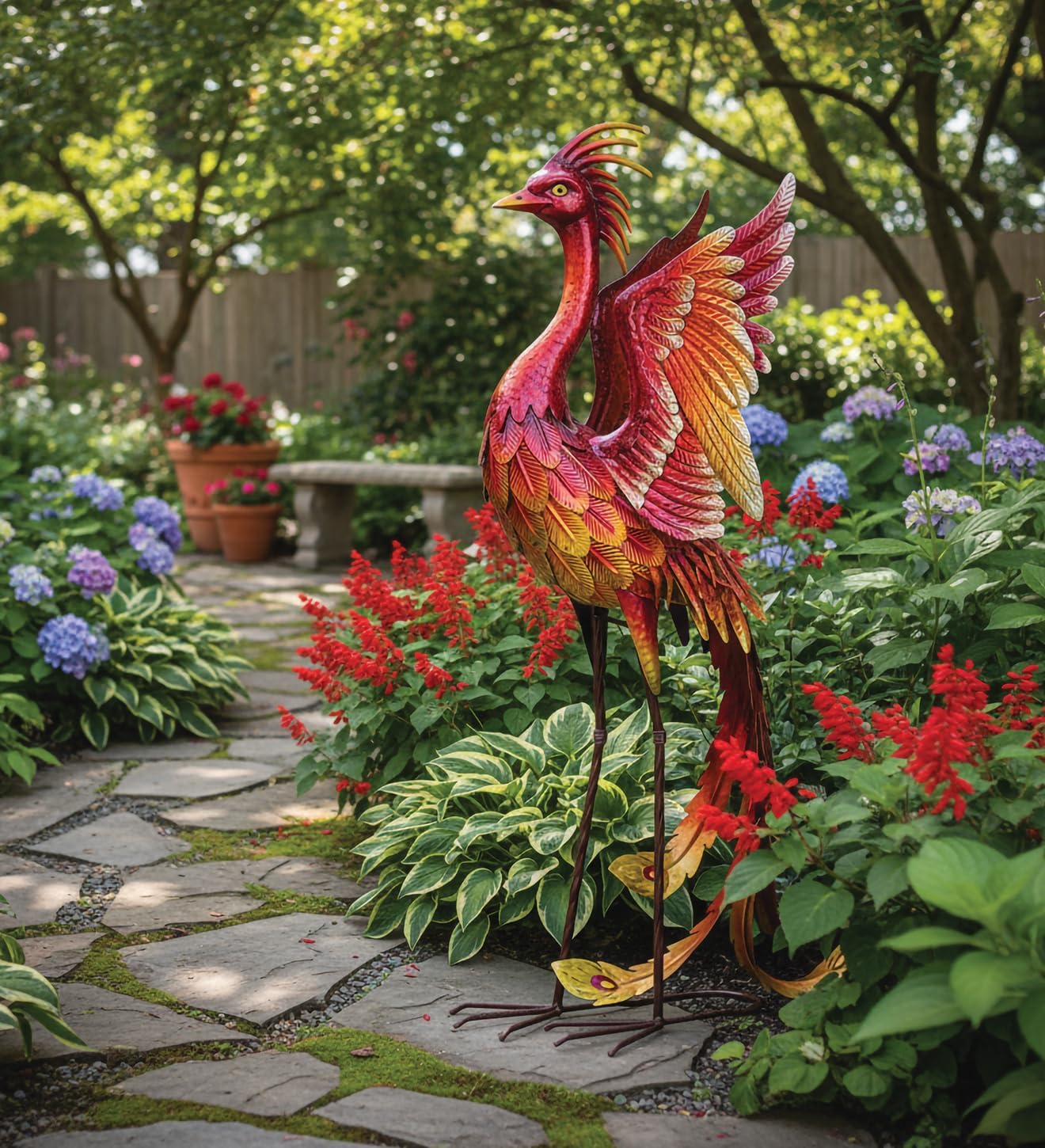 Regal Art & Gift Phoenix Metal Statue – Indoor Outdoor Decorative Sculpture for Home & Garden Décor, Weather-Resistant Yard Art Figure for Patio, Lawn