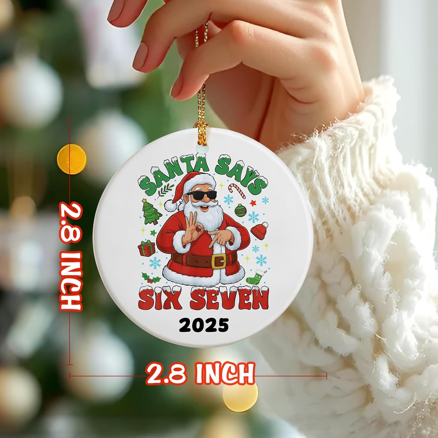 Santa Says 67 Christmas Ornament 2025, Funny 6 7 Meme Ornament, Funny Christmas Ornaments 2025, Santa Ornaments for Tree, Gen Alpha Xmas Gift, Stocking Stuffers for Teens 67 Ornament-j