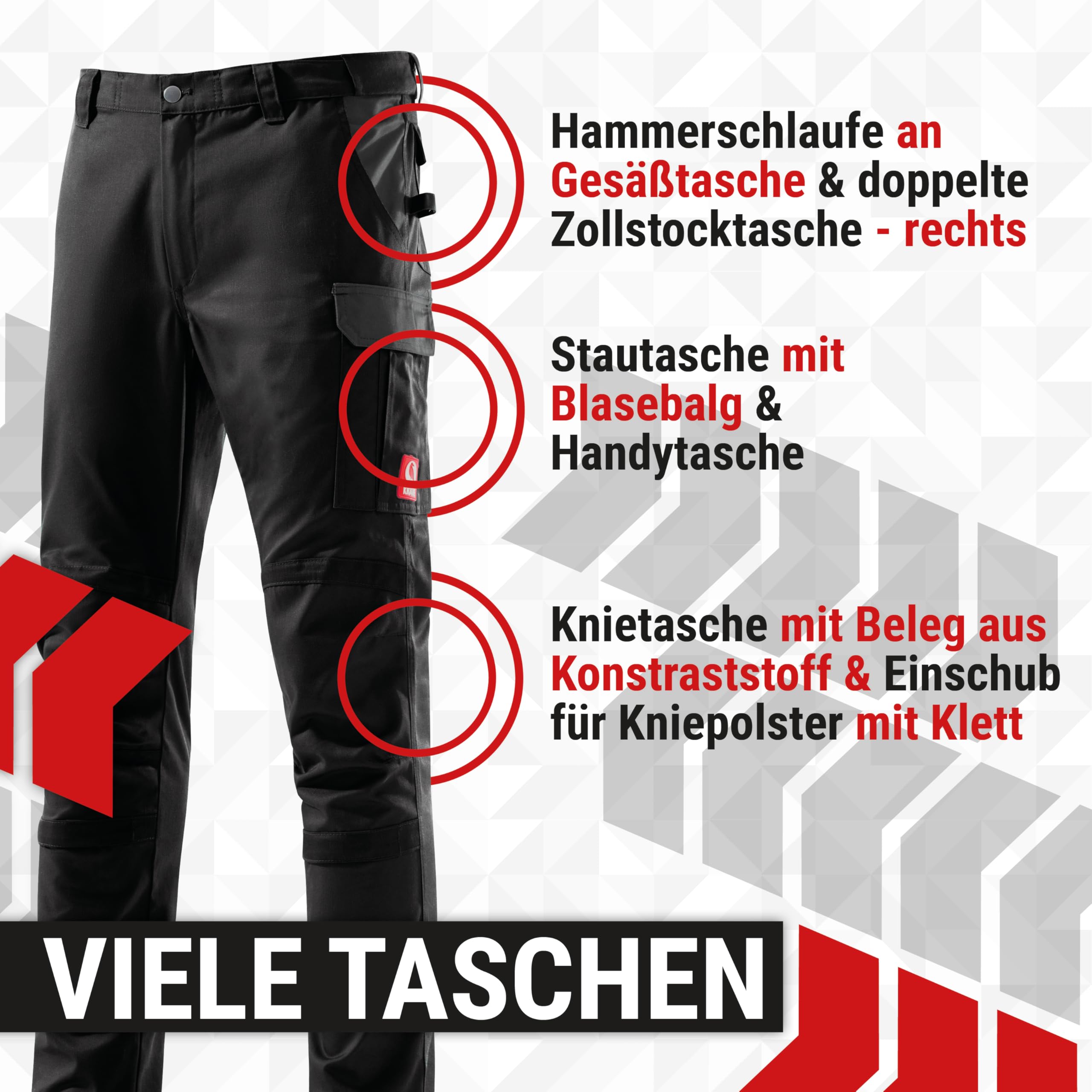 KRÄHE WORKWEAR Profession Pro EVO spodnie robocze ze stretchem I Made in Europe I nasz wszechstronny talent spełniający najwyższe wymagania dotyczące wytrzymałości i jakości