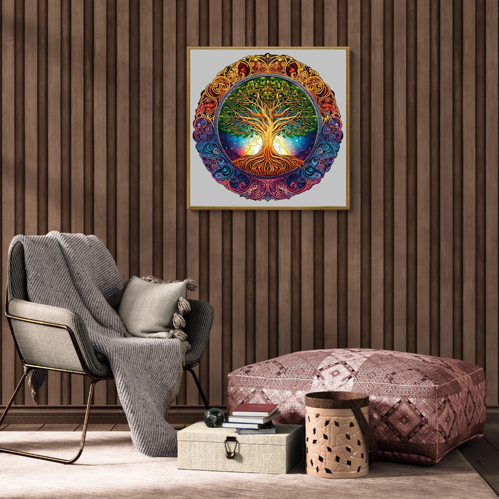 Puzzle in legno per adulti, 300 pezzi con mandala, puzzle in legno, 34 x 33,6 cm, puzzle in legno irregolare, unici a forma di animale, per adulti, bel regalo per la famiglia e gli amici