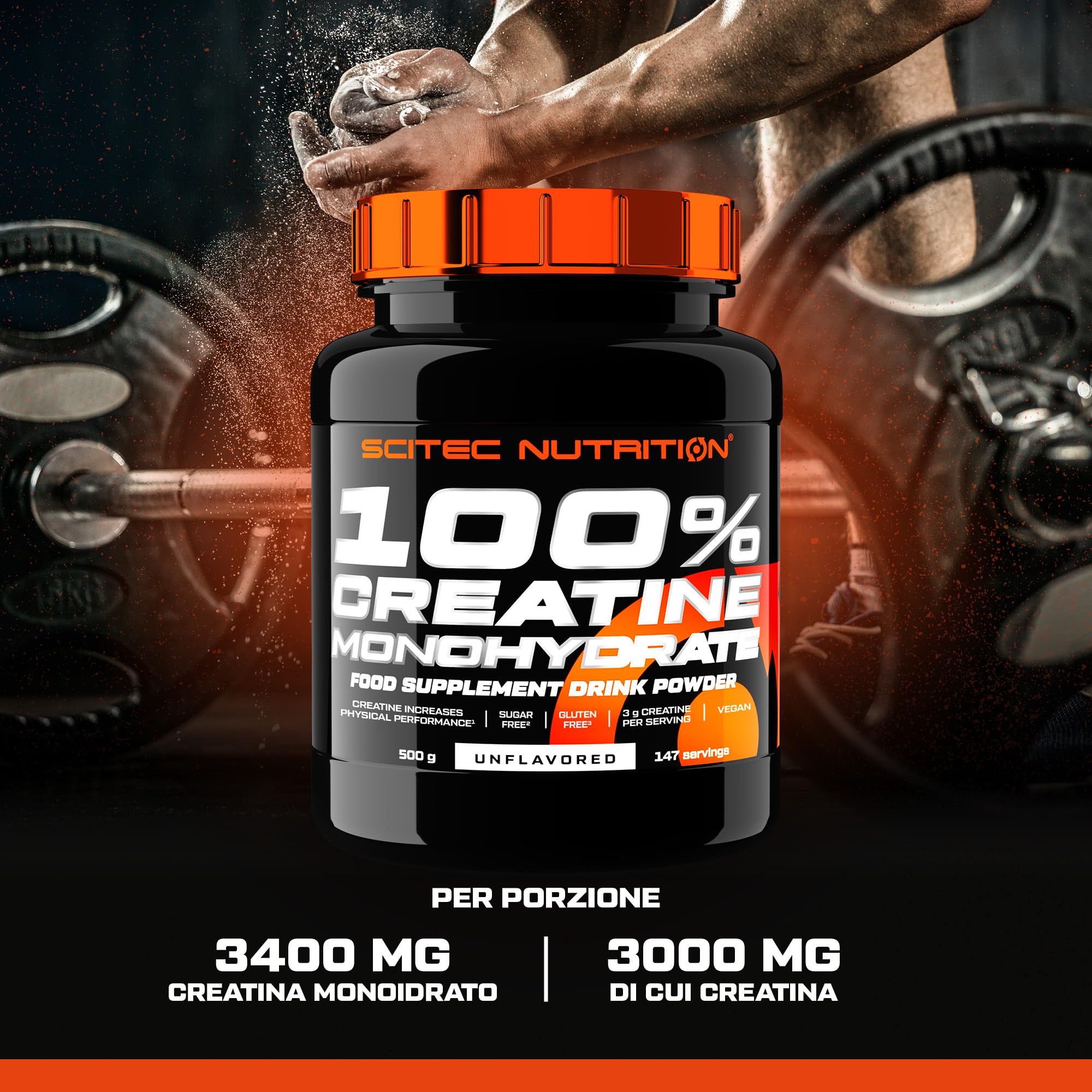 Scitec Nutrition 100% Creatine Monohydrate - Creatina pura in polvere | Con creatina, 3 g al giorno per prestazioni fisiche in esercizi brevi e intensi - Priva di additivi - 500g, non aromatizzato
