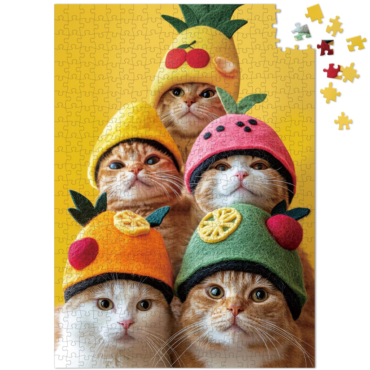 500 Pieces Jigsaw Puzzles for Adults and Teens and Kids Family Happy Games Cats' Party, Green, 59cm x 42cm - Image 4