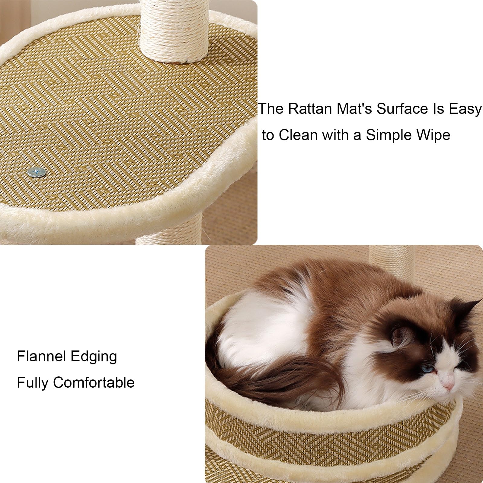 Torre Moderna Tiragraffi Gatto a Più Livelli con Tiragraffi in Sisal Bianco, Cucce per Gatti, Trespolo Superiore, Palline Penzolanti e Piattaforme per Saltare