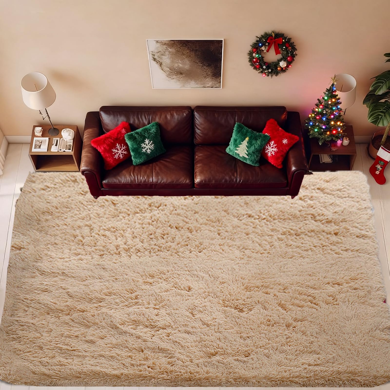 Tapis Salon Shaggy Grand Format Moelleux Pelucheux Tapiss de Chambre