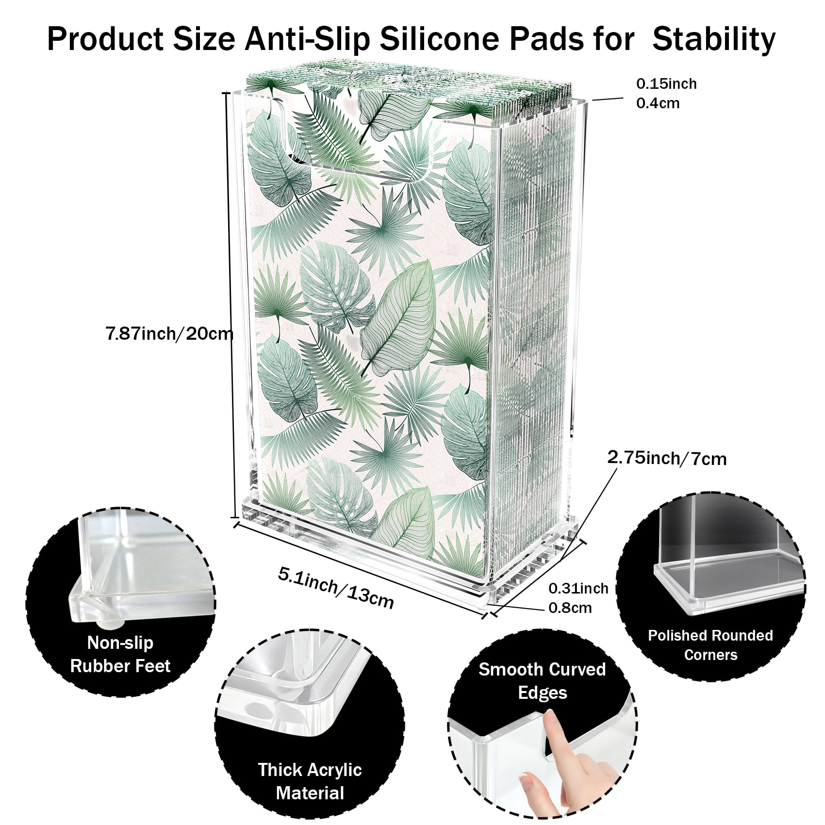 Servilletero acrílico transparente vertical para invitados, dispensador de toallas de 4 mm de grosor, impermeable, apilable, para baño, cocina, comedor, hogar, hotel, regalo moderno (vertical)
