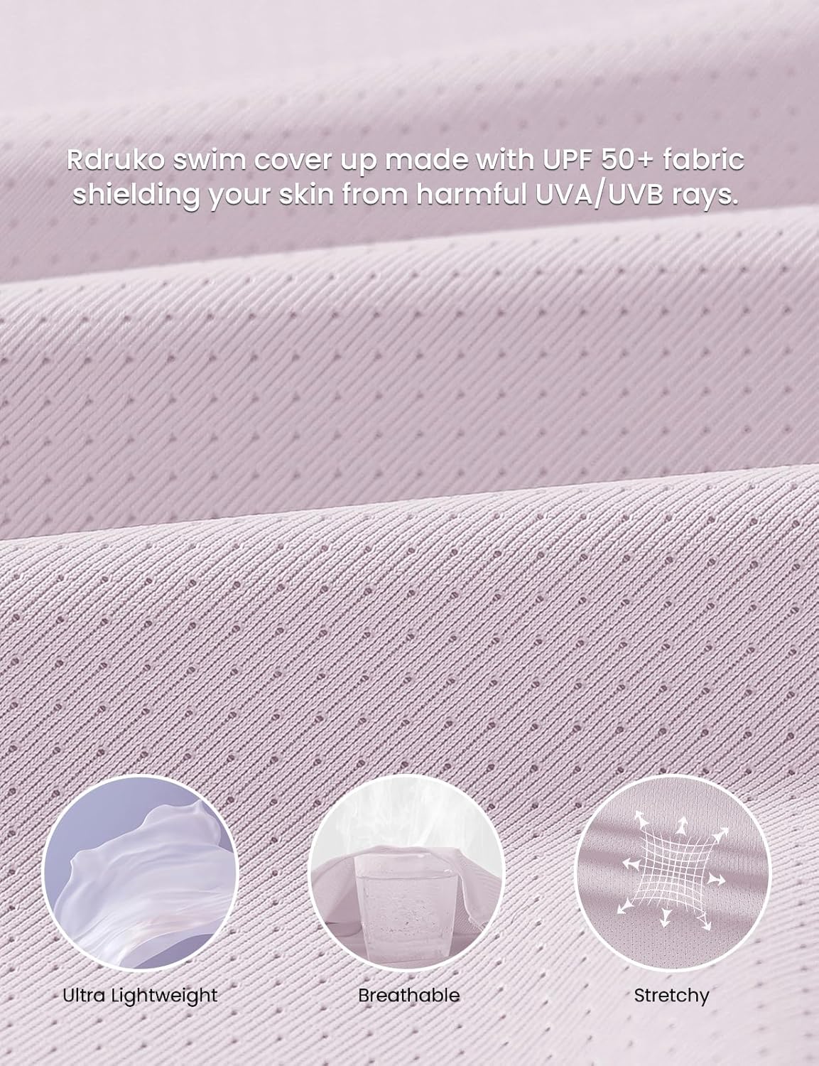 Rdruko Women's Swimsuit Cover Ups, UPF50+ Long Sleeve Beach Vacation Bathing Suit SPF Zip Hooded Shirts Lightweight Quick Dry - Image 4