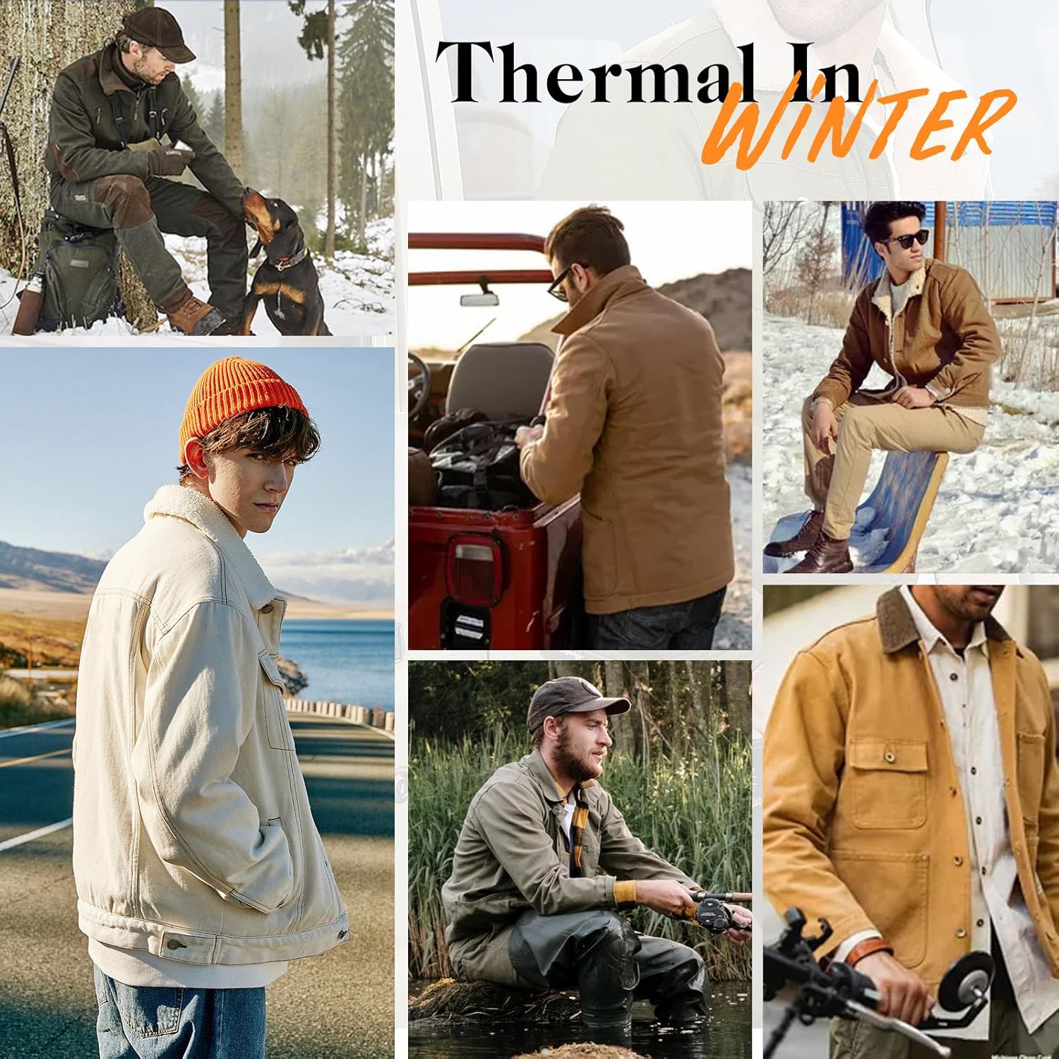 Mens Winter Jacket Thick Thermal Cotton Warm Fleece Lined Sherpa Jacket Trucker Lapel Work Cargo Jackets Coat Outerwear - Image 6