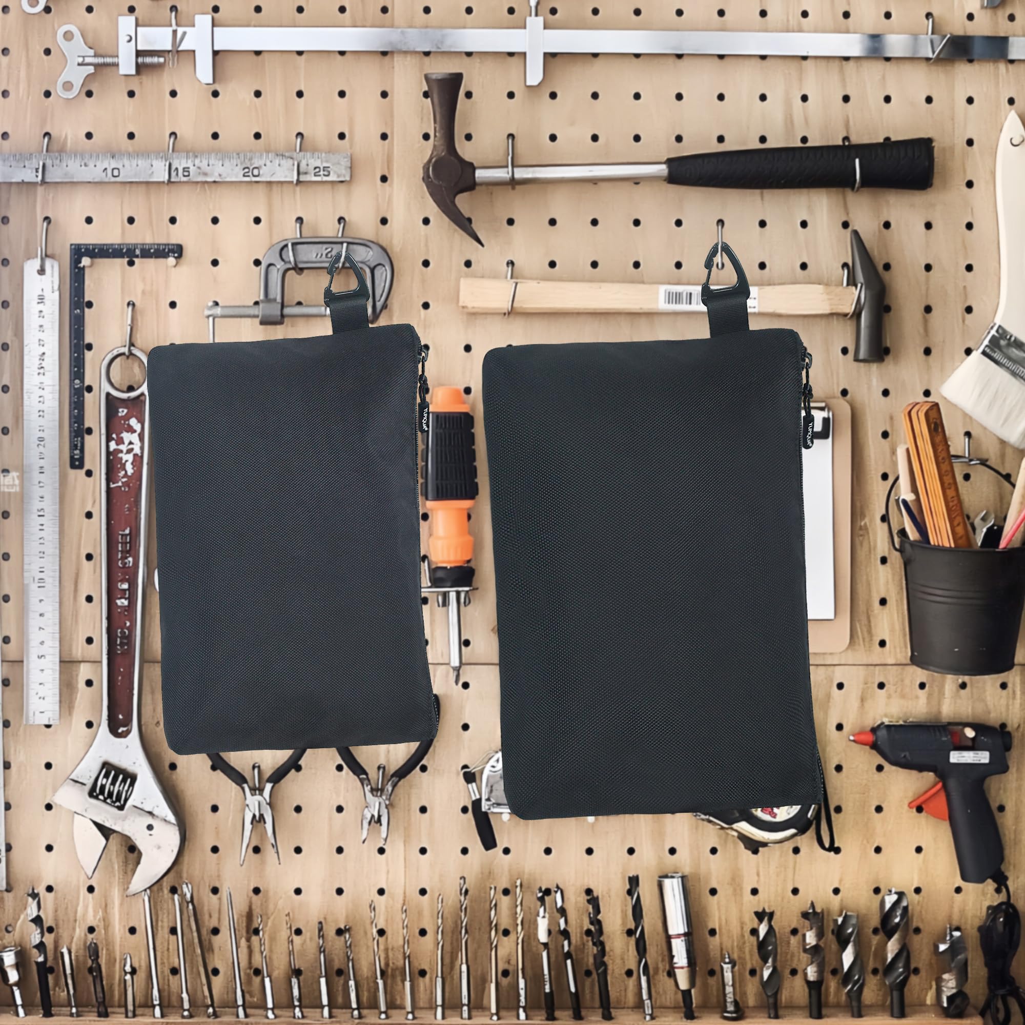 Pochette à outils – Pochette à outils compacte à fermeture éclair – Petit sac de rangement robuste Oxford 1680D durable avec clip de ceinture pour homme et femme – Électricien, charpentier, bricolage