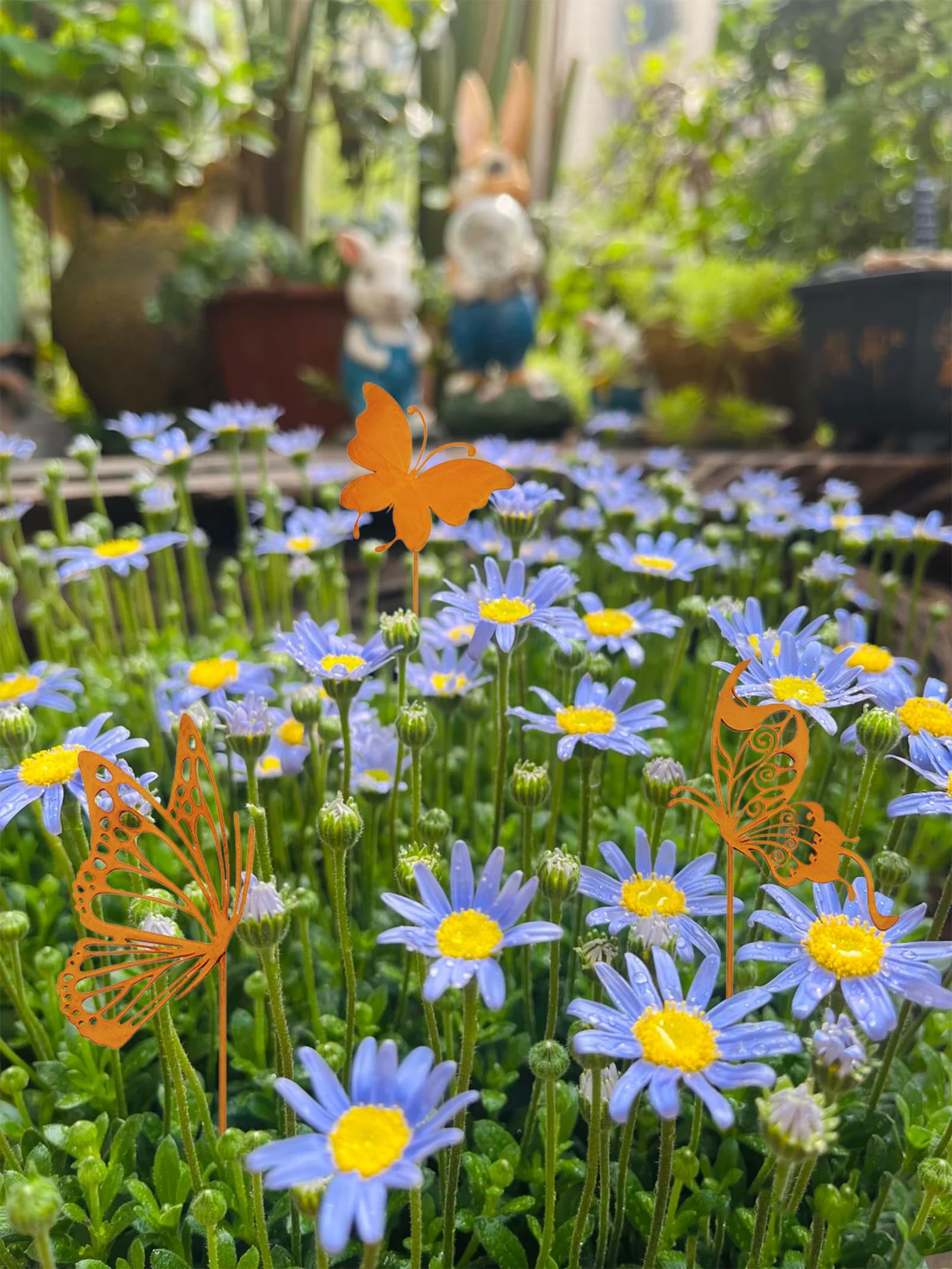 Ljevandria - Decorazione da giardino, motivo: farfalla, effetto ruggine, decorazione per giardino all'aperto, resistente agli agenti atmosferici, decorazione primaverile ed estiva, decorazione in