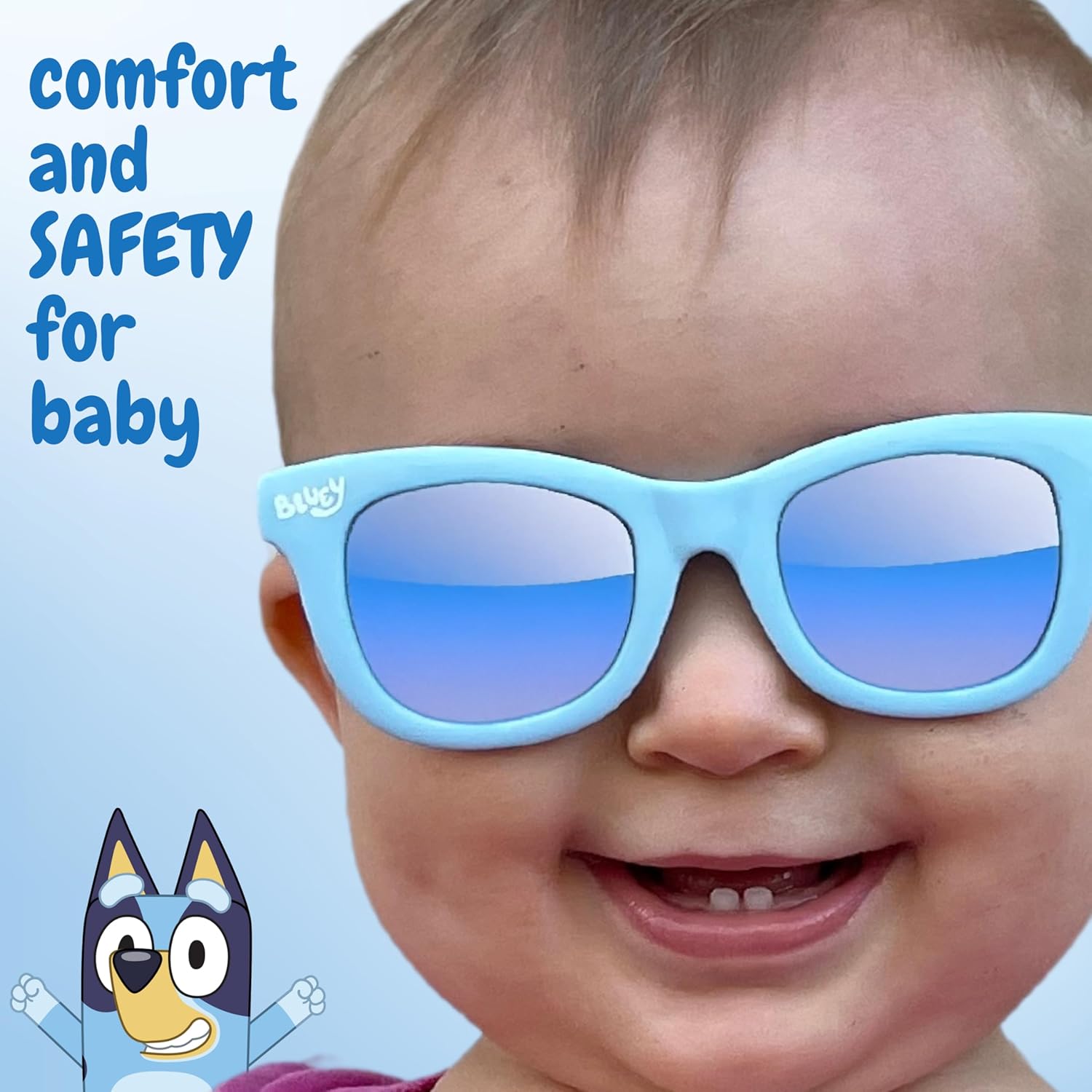 Arkaid BLUEY Sunglasses for Baby 3-12 months | Safe UV Protection | Flexible for Comfort | Includes BLUEY Case and Easy Detachable Strap | Infant - Image 2