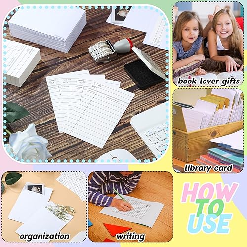 Miniatura 4 de Juego de 202 bolsillos para biblioteca y tarjetas de biblioteca kit de biblioteca personal para amantes de los libros incluye 100 tarjetas de
