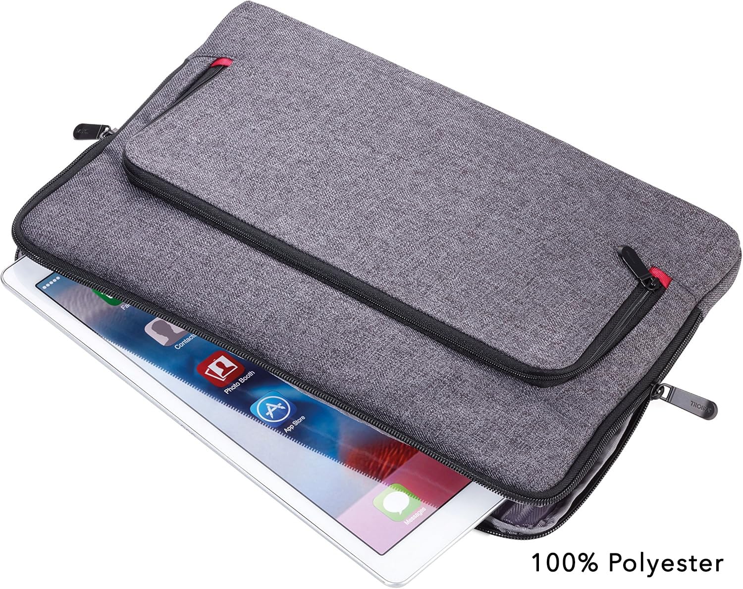 TROIKA MON Carry - IPC70/GY - Portfolio Bag with Zip - for iPad Pro - 1 Compartment for Documents, Files, Laptop, Tablet (up to 13 inches) - Elastic Band Compartment for Accessories - Carry Handle -