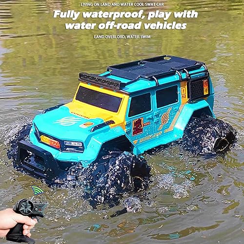 Miniatura 3 de Coche de control remoto anfibio impermeable, Monster RC Cars 4WD todo terreno, vehículos de acrobacias, juguetes con luces LED de 2.4 GHz para niños