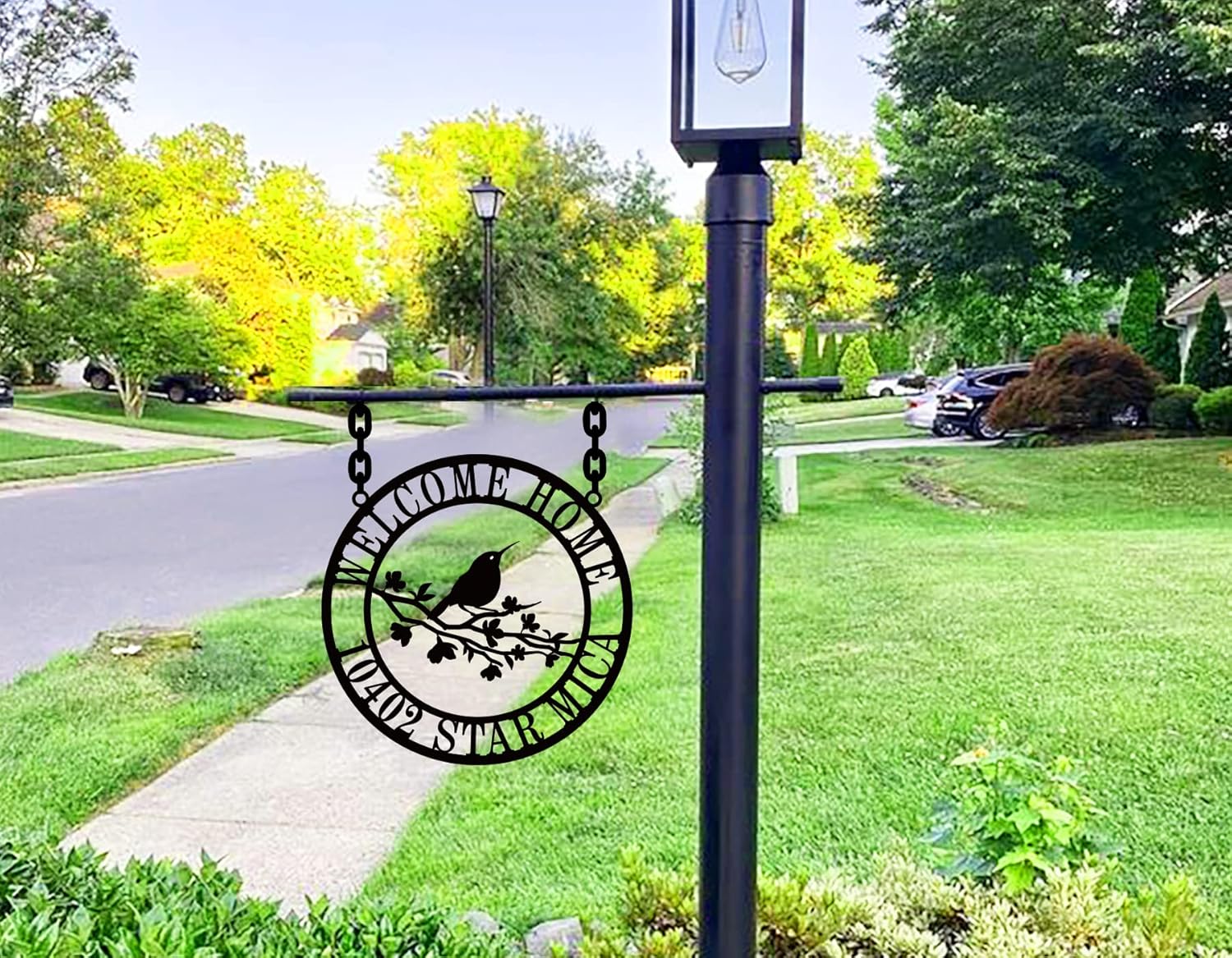 Custom hummingbird Hanging Address Sign, Yard Address Signs
