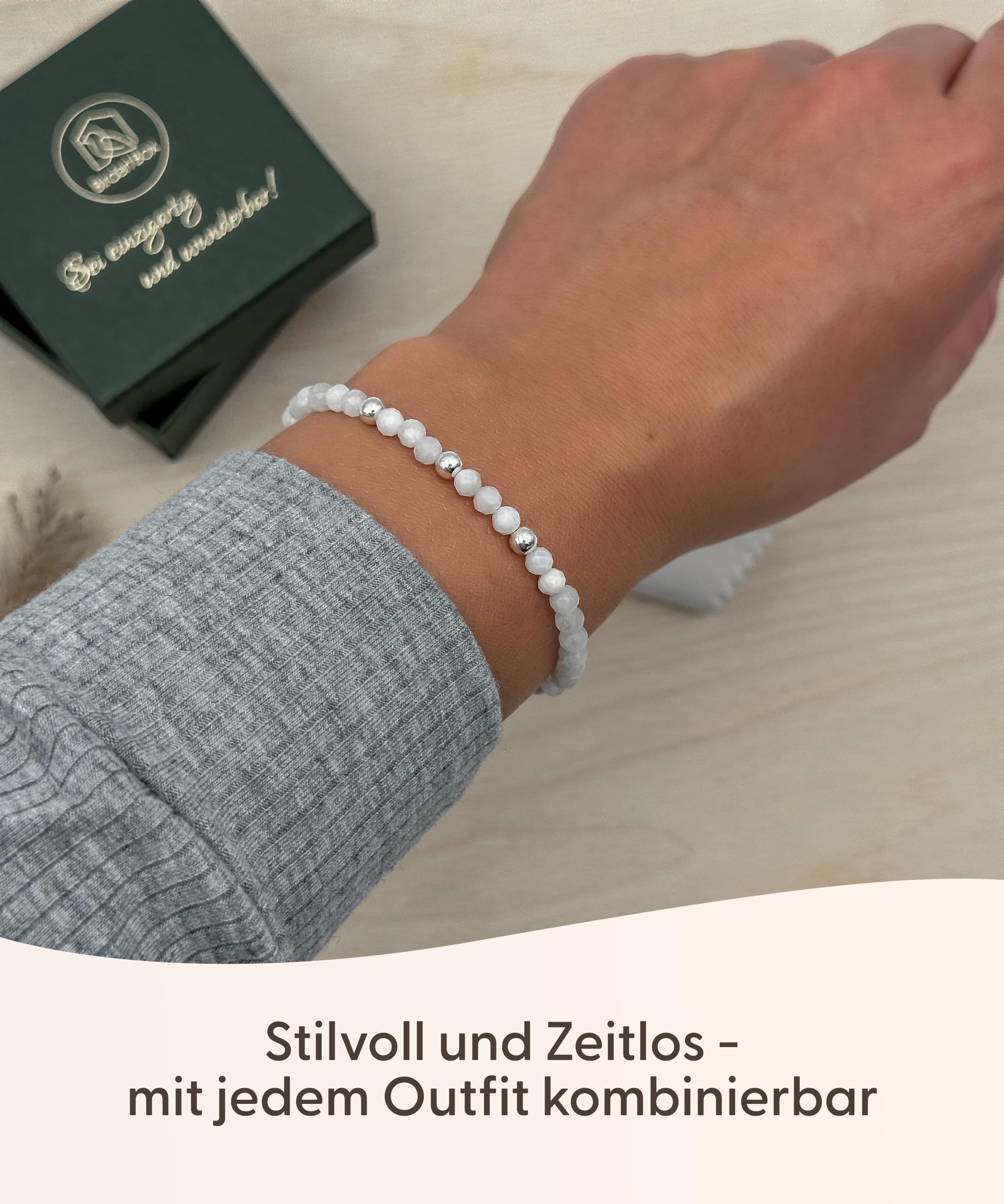 Facettiertes Mondstein Armband – Premium Edelstein Armband mit 925 Silber Perlen, Natürliches Schmuckstück für besondere Momente