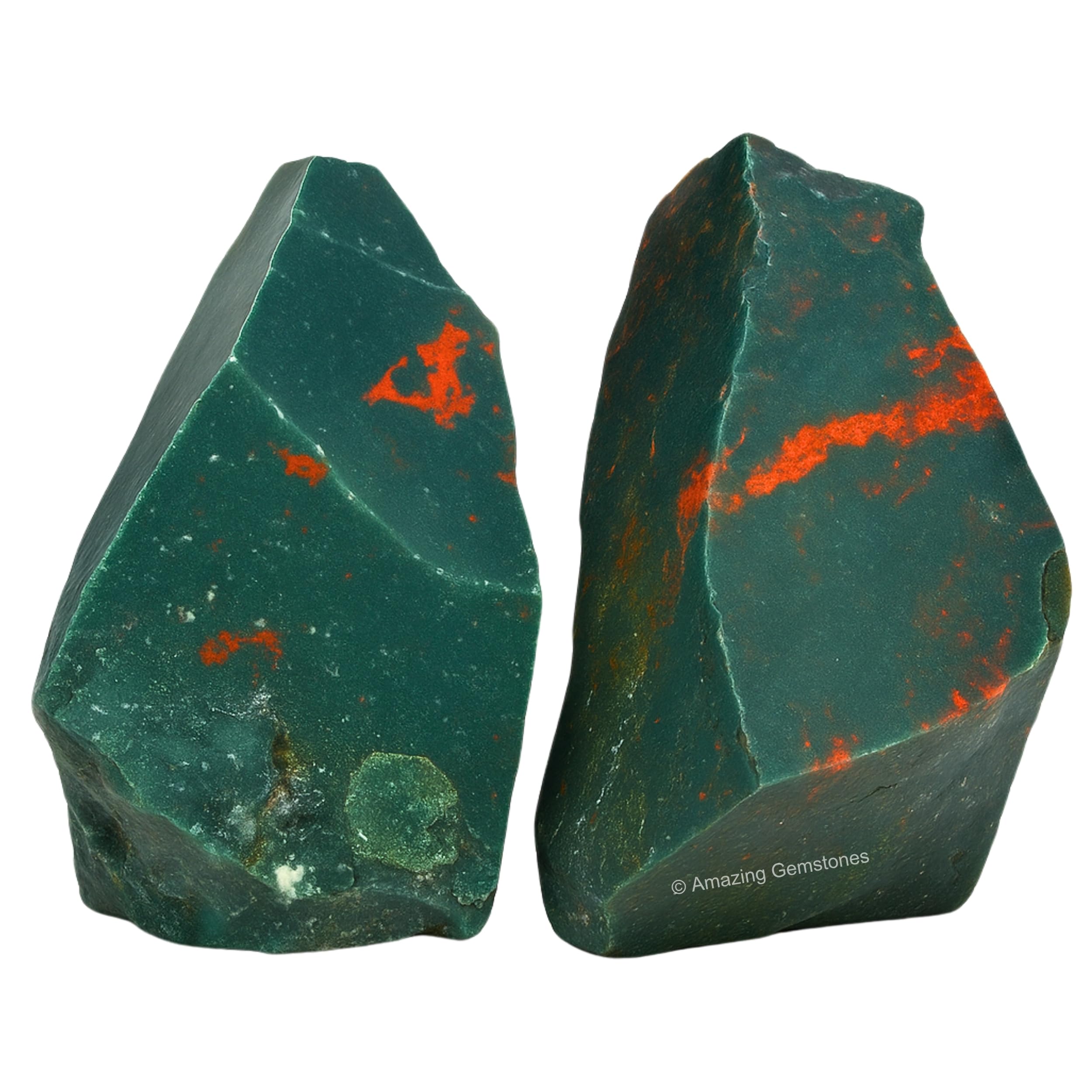 Bloodstone Raw Crystals and Healing Stones, 2 Pieces | Natural Rocks for Tumbling - DIY Raw Stones and Crystals