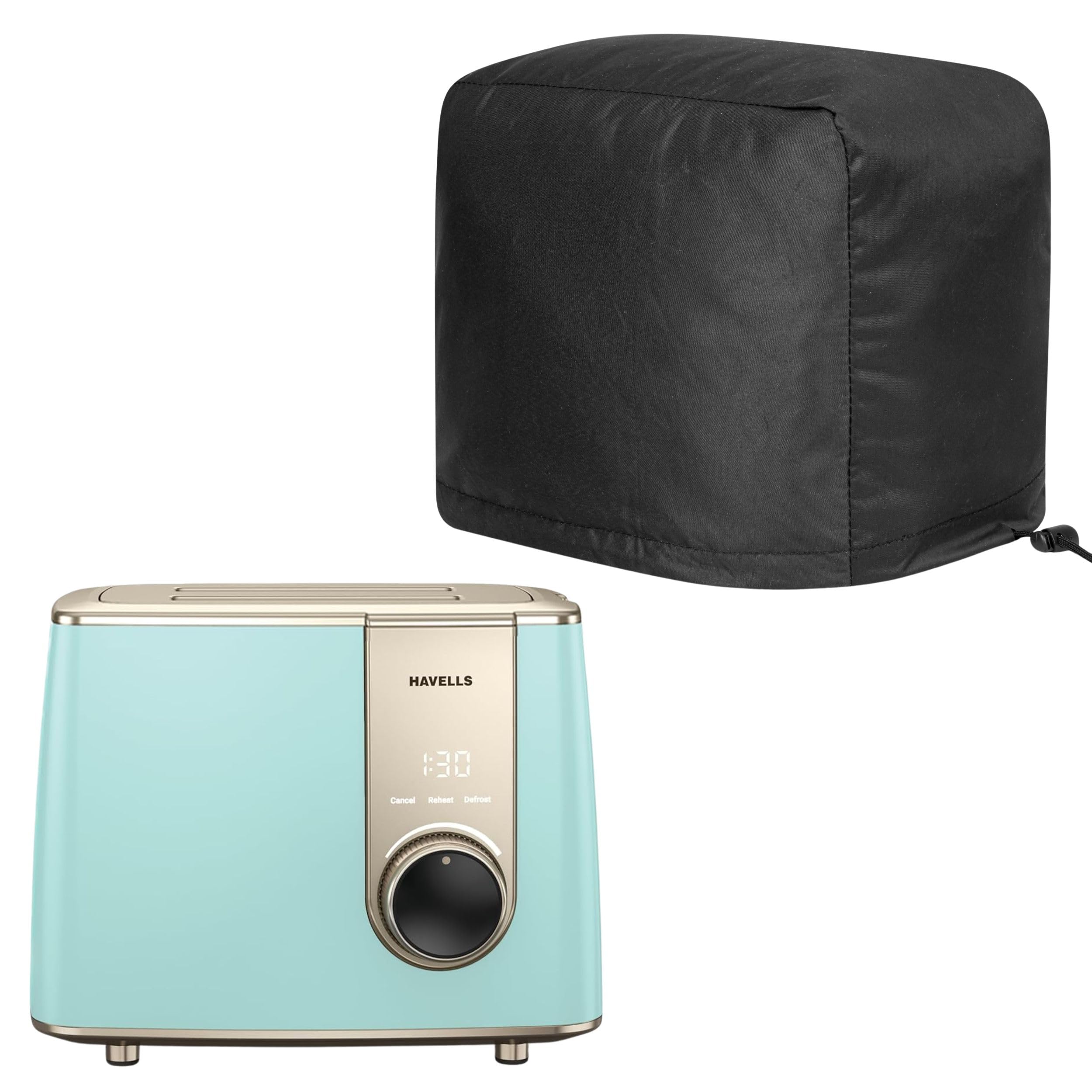 TDCL 2 Slice Toaster Dust Cover for Havells Craft Pop up Toaster – Waterproof Toaster Cover with Top Handle & Front Pocket, Kitchen Appliance Protector (Black)-image-0