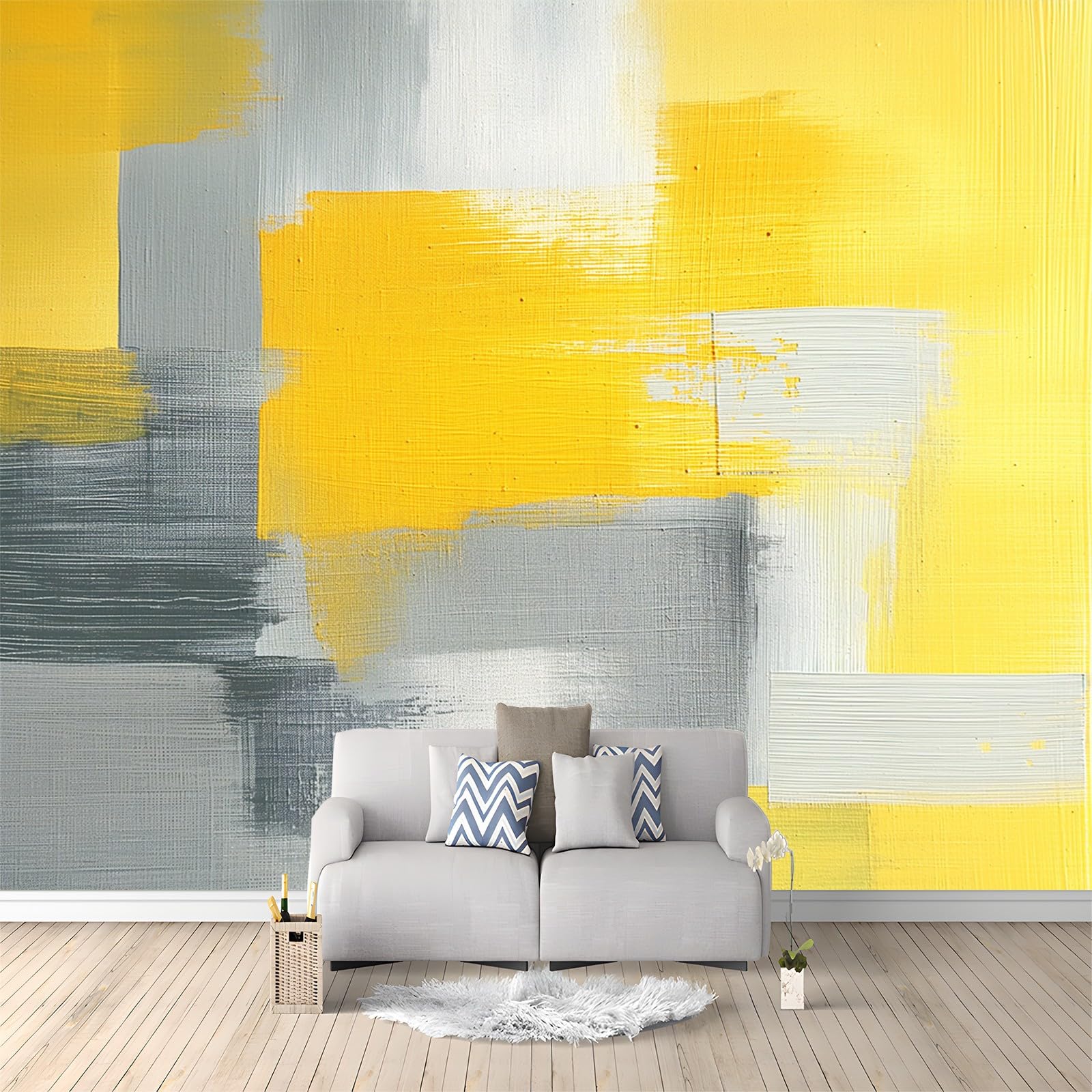 Poster mural panoramique tie-dye jaune pour chambre d'enfant