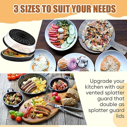 Miniatura 7 de Baderke Juego de 3 fundas para microondas y alfombrilla de silicona de 7.8 pulgadas, 10.5 pulgadas, 12 pulgadas, cubierta de salpicaduras de