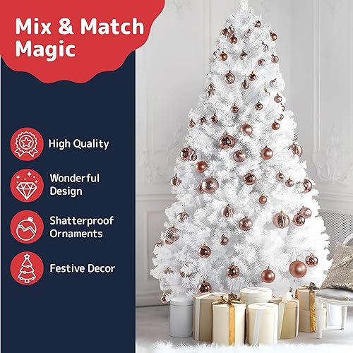 Miniatura 88 de PREXTEX - Adornos navideños inastillables de 36 piezas en azul medianoche: elegantes bolas de adorno navideño, juego ideal de adornos navideños Azul