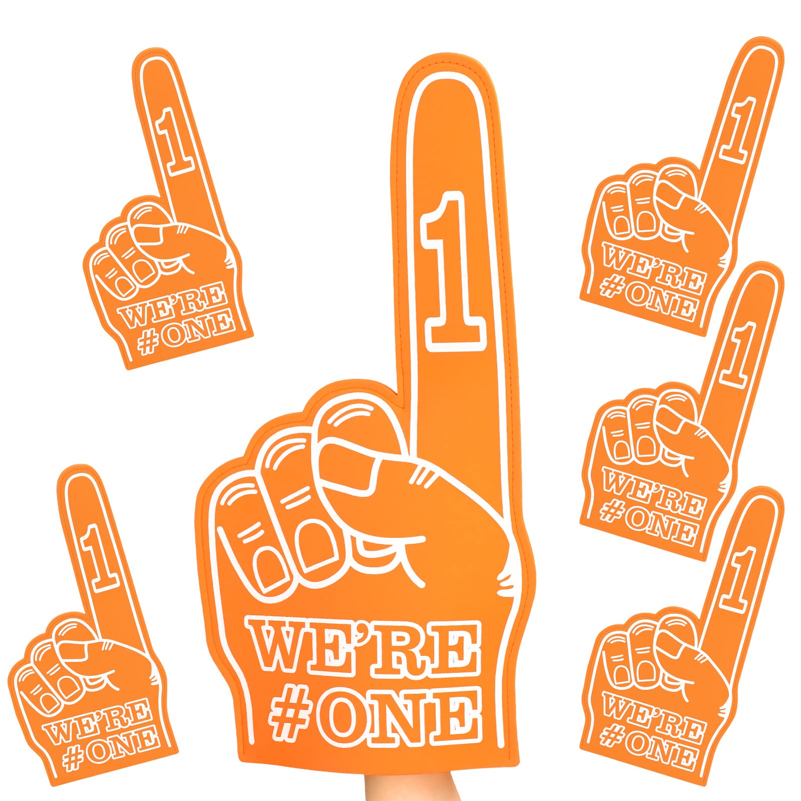 Giant Foam Finger 6 Pack We're Number 1 Foam Hand 18 Inch Football Baseball Foam Fingers Fan Cheerleading for Sports Celebration Pom Poms Noise Maker for Sporting Events Games