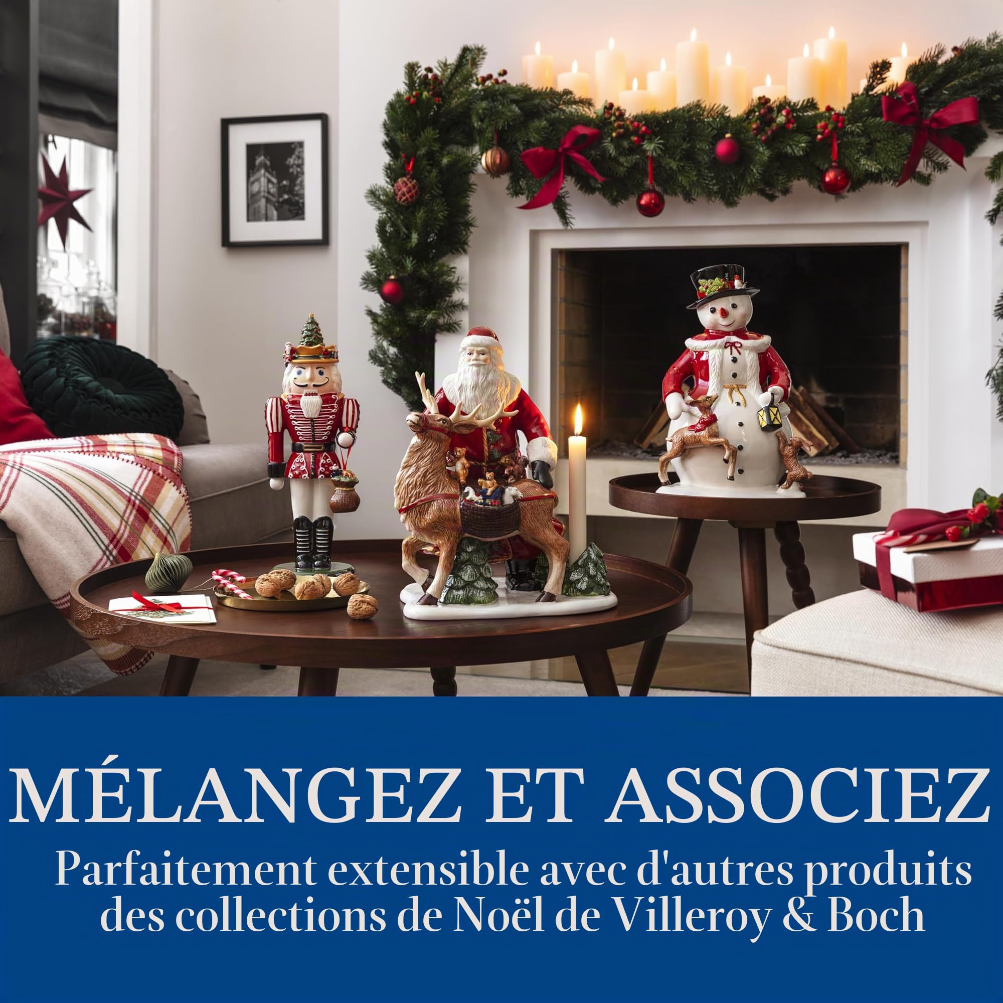 Villeroy & Boch Nostalgic Ornaments bonhommes de Neige, Ensemble de 3 pcs, 8 x 3,5 cm