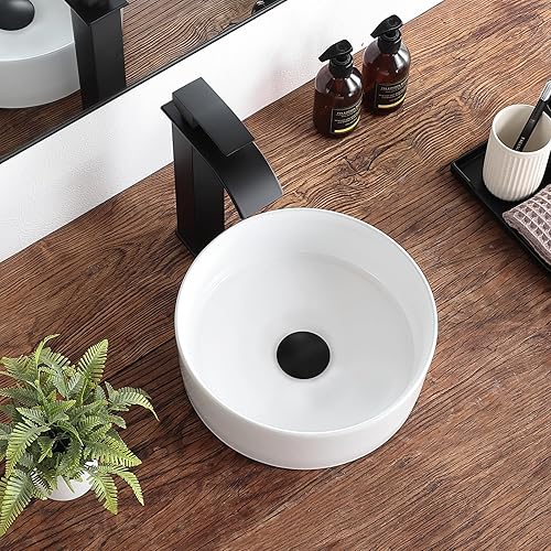 Vista 6 de Small Bathroom Vessel Sink 12"x12" Round Bathroom Sink White Ceramic Bathroom Sinks Modern Above Counter Art Basin
