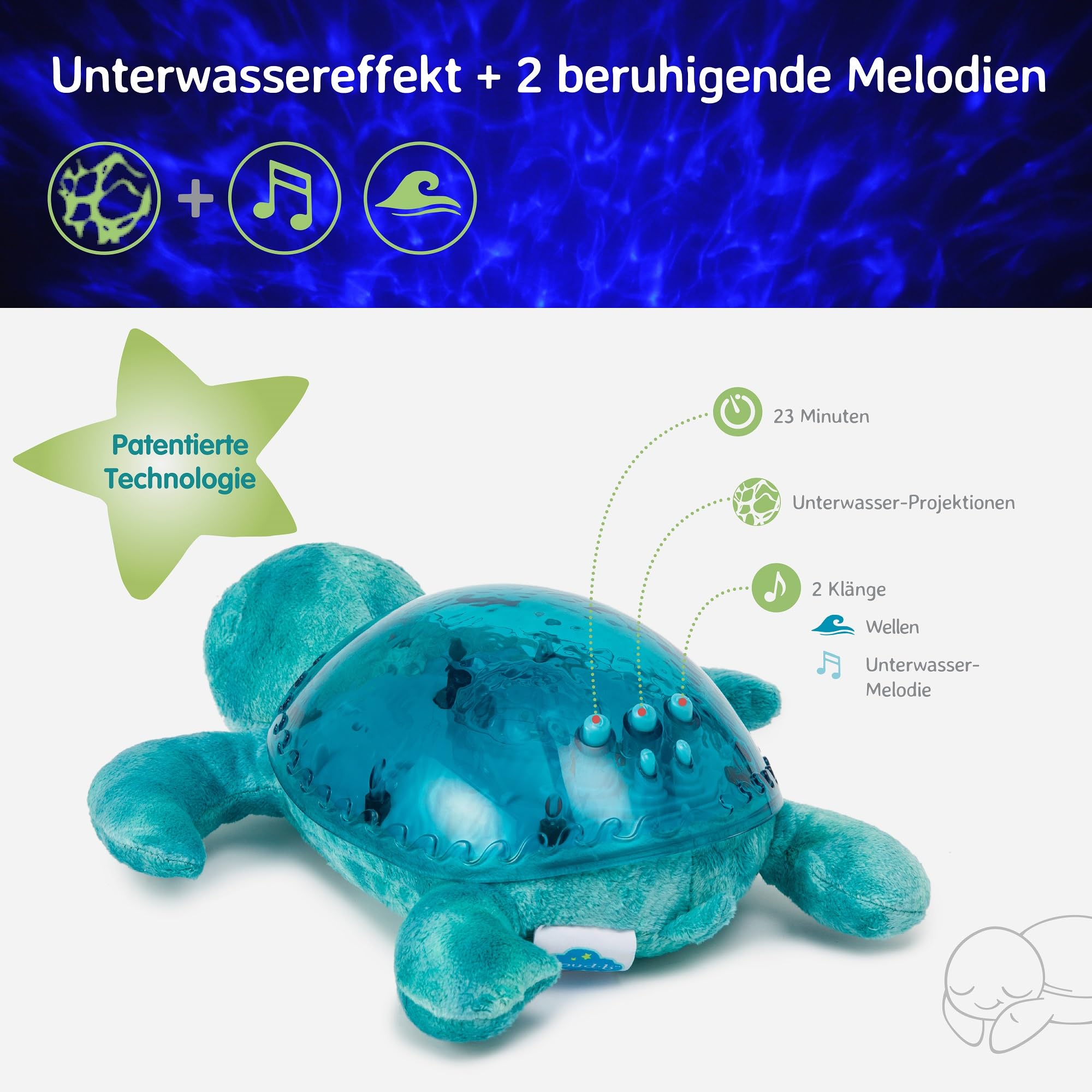 Cloud B 7423 PR Nachtlicht Tranquil Turtle blau