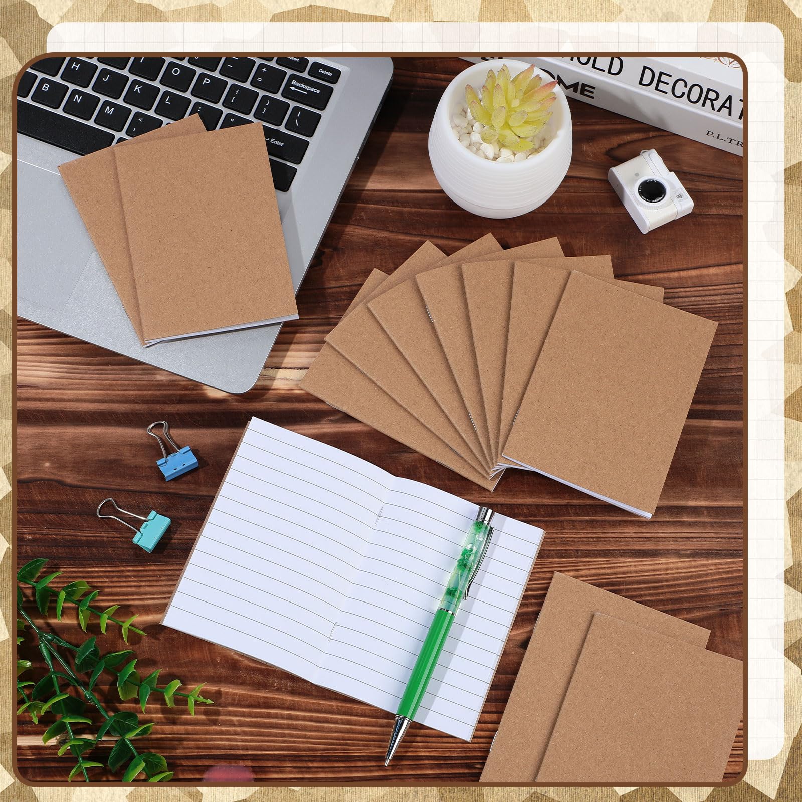 Fulmoon 80 Pack Mini Kraft Notebook Journals Small Pocket Notebooks Bulk 3.3" x 4.7" Kraft Paper Journals Ruled Lined Softcover Note Pads Memo for Kids Student Office School Travel Writing(Brown)