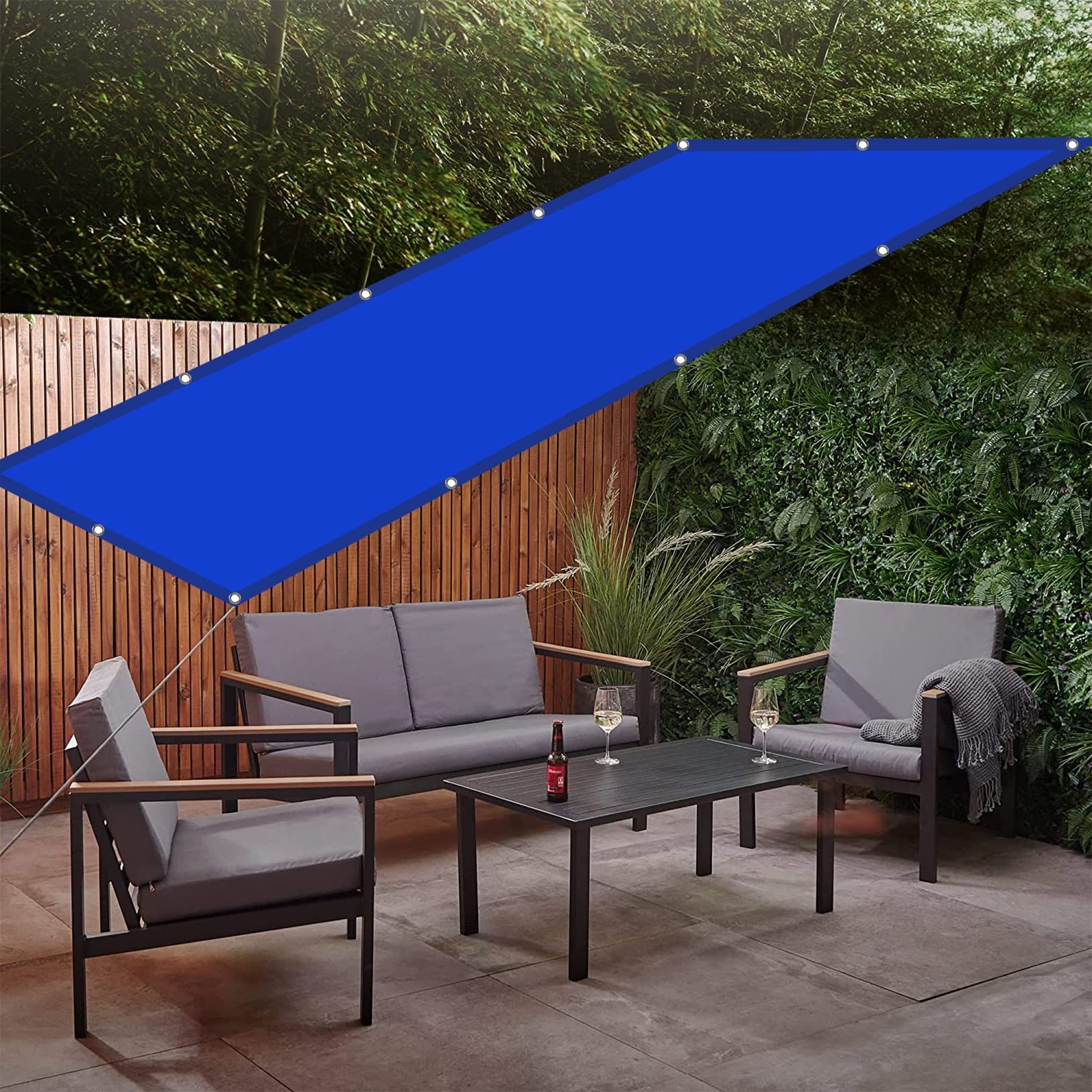 Voile d'ombrage rectangulaire 1,7x2,2m imperméable bleu foncé pour terrasse