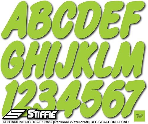 Miniatura 2 de STIFFIE Whip-One - Calcomanías de identificación alfanuméricas, adhesivos de números de registro para barcos y embarcaciones personales, color verde