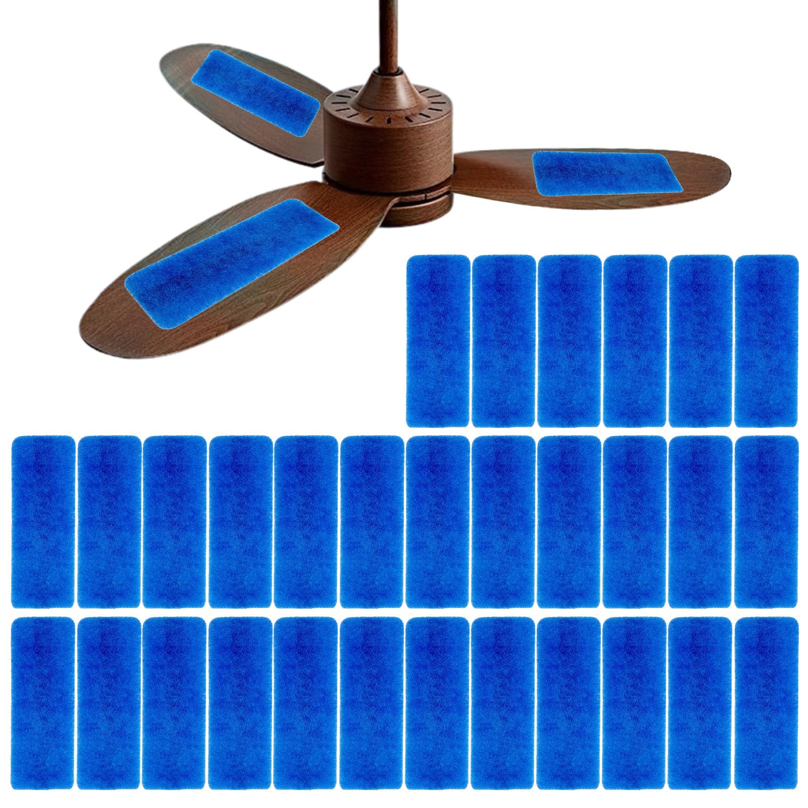 30 PCS Ceiling Fan Filter - MERV 6 Upgraded Adhesive Backed Easy Fit Universal Ceiling Fan Air Filter for Fan Blade Top Family Room Home Bedroom Kitchen Office