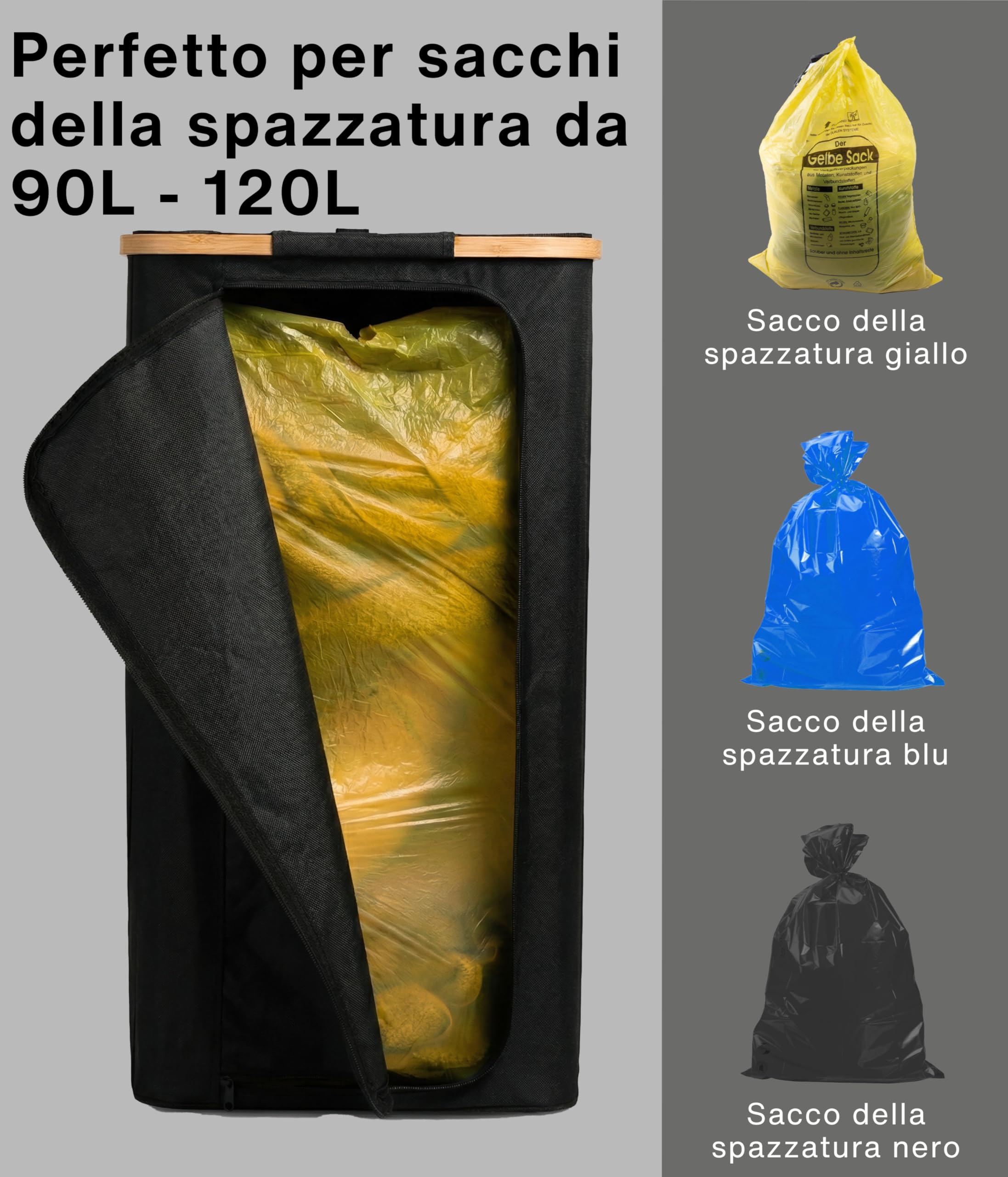 Deco haus Supporto per sacchi gialli 90-120L [borsa di trasporto extra]