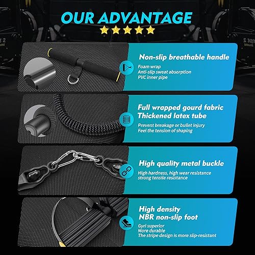 Miniatura 4 de Juego de bandas de resistencia ajustables para pedales, equipo de gimnasio en casa para entrenamiento de cuerpo completo, bandas de ejercicio