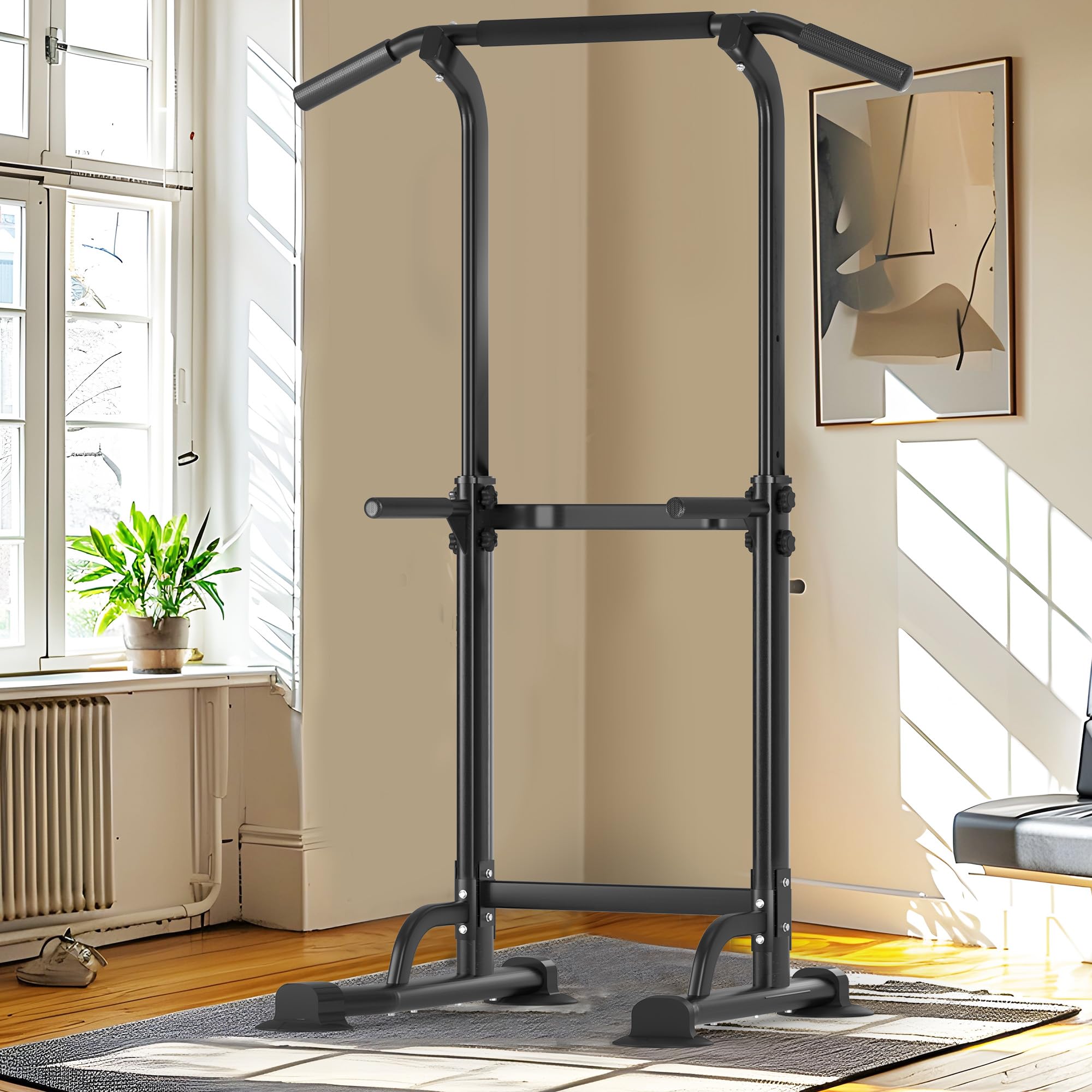 Barra dominadas,Pull up bar,Power Tower,Estacion dominadas,Estación de fitness multifunción,fitness y abdominales,Altura Ajustable,Capacidad de carga 330LB