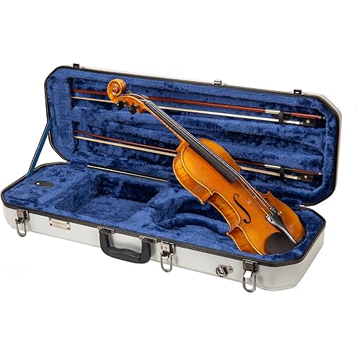 Crossrock 4/4 Violin Case-ABS Hardshell with Interior Compartment, Detachable Straps-Silver (CRA860VFSL)