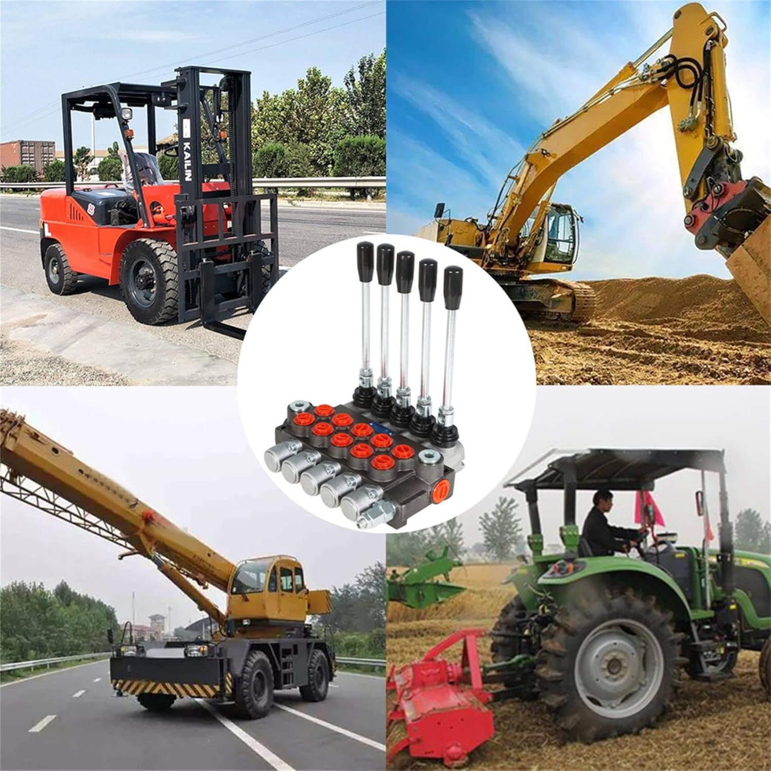 Hydraulic Control Valve, 5 Spool 13 GPM 3600 PSI SAE Ports, Double Acting Hydraulic Valve for Tractors Loaders Log Splitters