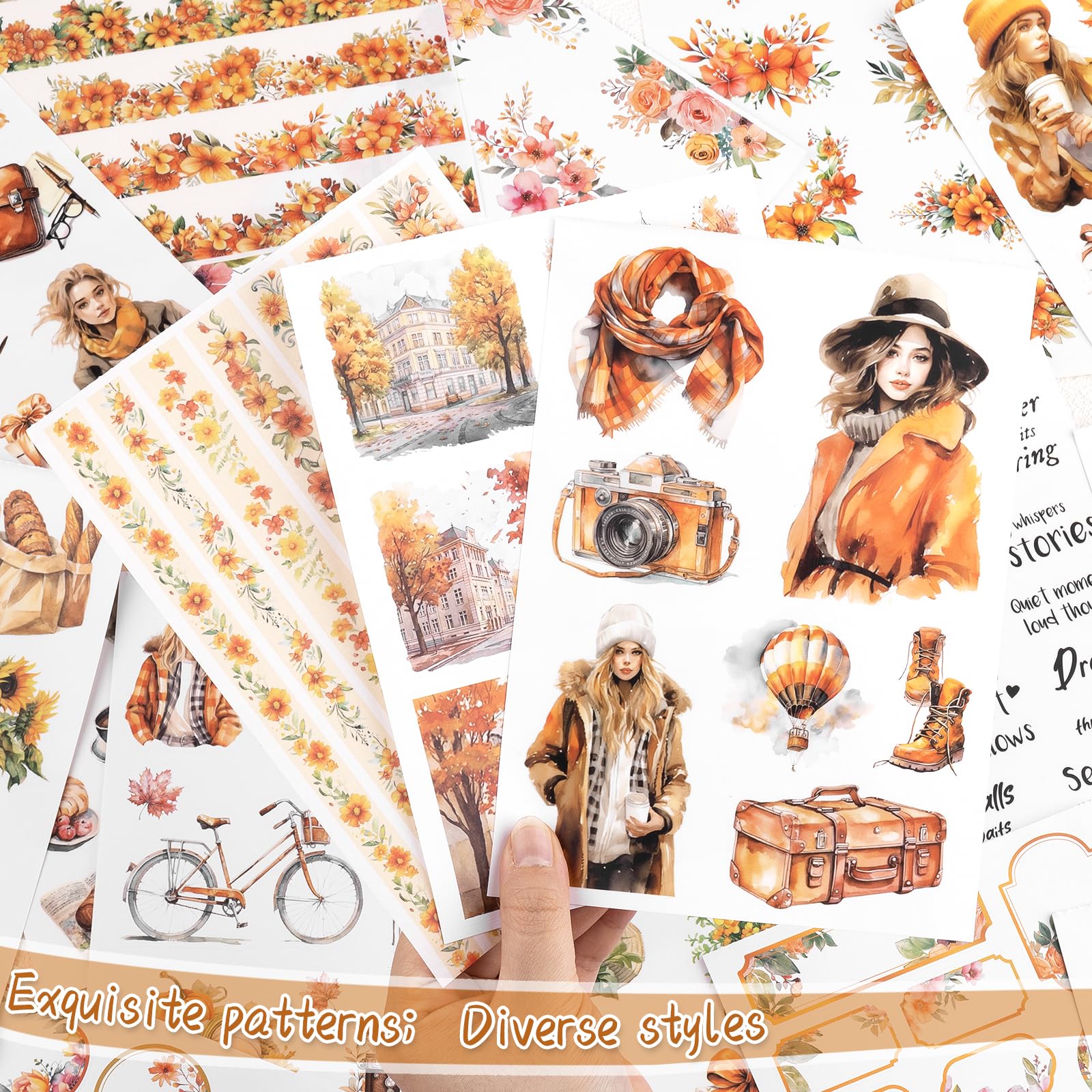 Lychii Scrapbook Stickers, 20 Sheets Autumn Theme Pre-Cut Journaling Book Stickers - Image 3