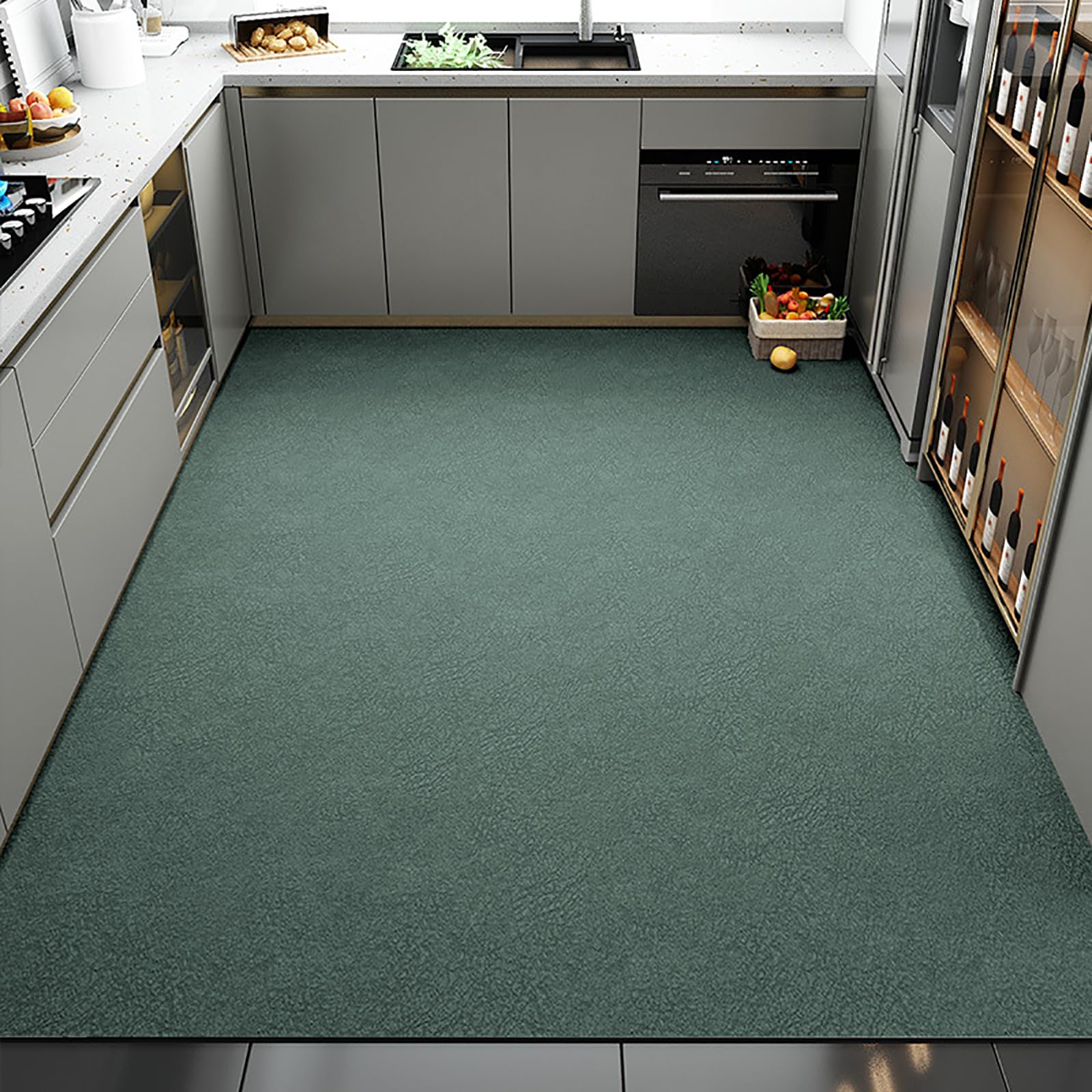 Teppich Läufer Flur Küche waschbar rutschfest Moderne Grün Lang Küchenteppich Flurteppich rutschmatte Teppich Korridor Wohnzimmer Schlafzimmer Meterware Läufer Teppich Anpassbar,45x120cm