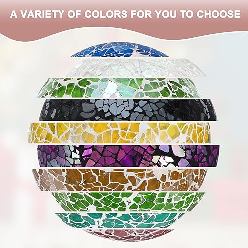 Miniatura 4 de Paquete de 3 bolas decorativas para cuencos, bolas de vidrio de mosaico de 2.4 pulgadas, orbes de vidrio decorativos para decoración del hogar,