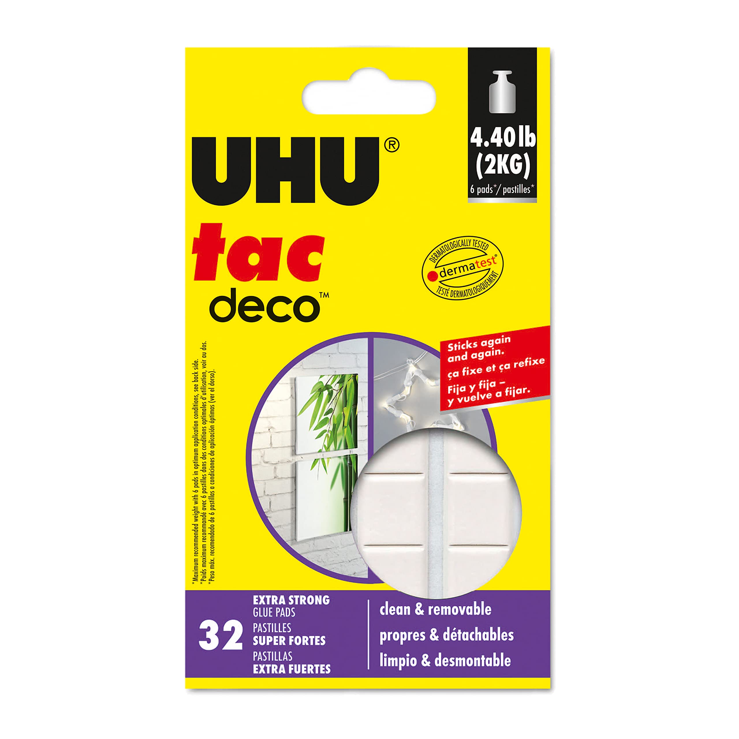 UHU Tac HomeDeco, 2.1 oz (60g), 32 Pads (48710)