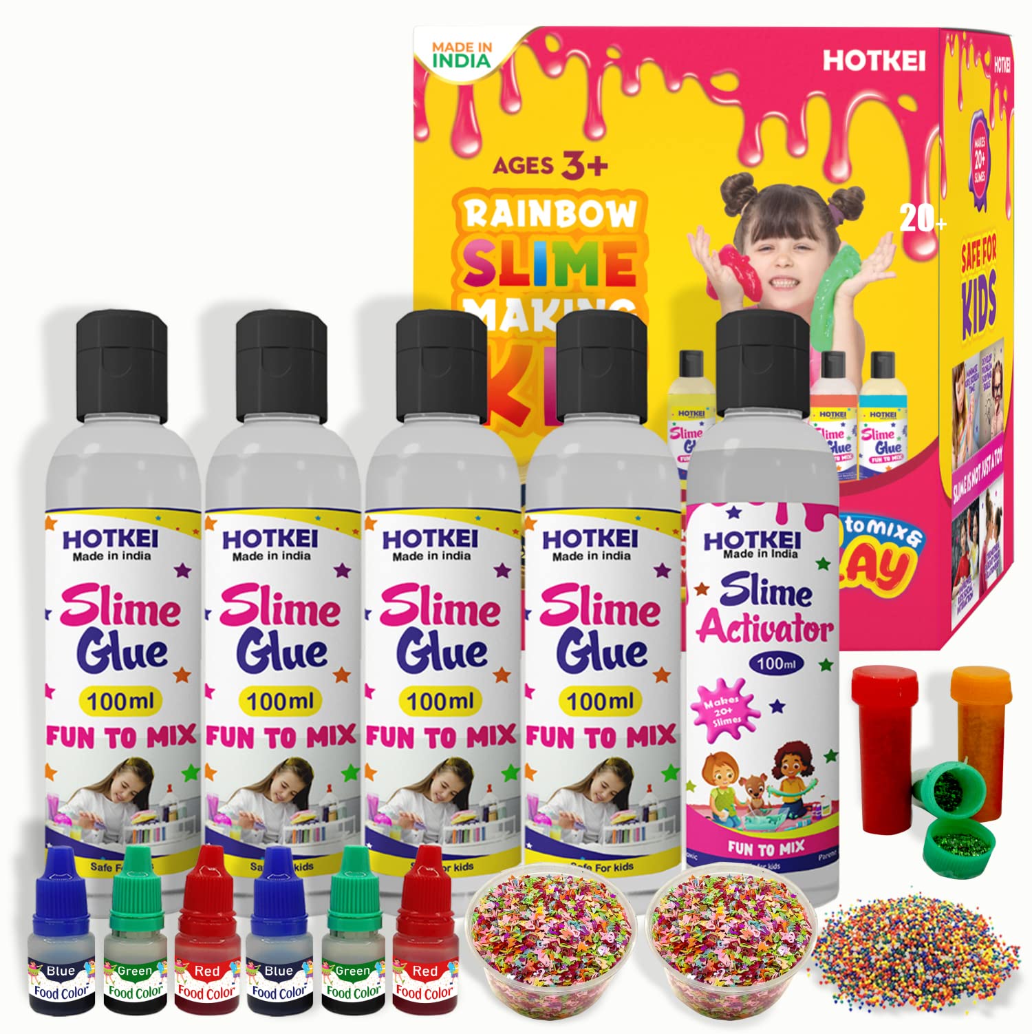 HOTKEI (Make 20+ Slimes) Multicolor Scented DIY Magic Toy Slimy Slime Activator Glue Gel Jelly Putty Making kit Set Toy for Boys Girls Kids Slime Activator Making Kit 4 Clear Glue 1 Activator (B0B3X5FKZJ) Amazon Price History, Amazon Price Tracker