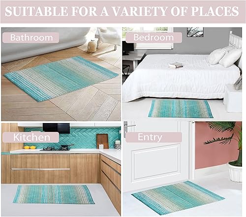 Miniatura 4 de Home Weavers Colección Gradiation 100% algodón, alfombra lavable, tapete de baño, tapete de cocina, juego de alfombras de baño, antideslizantes,
