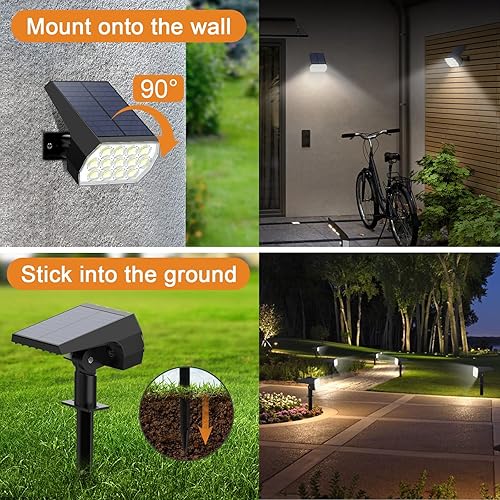 Miniatura 9 de WELALO Luces solares con sensor de movimiento para exteriores, 3 modos4 paquetes188 LED Luces de inundación impermeables IP65 para valla, porche,