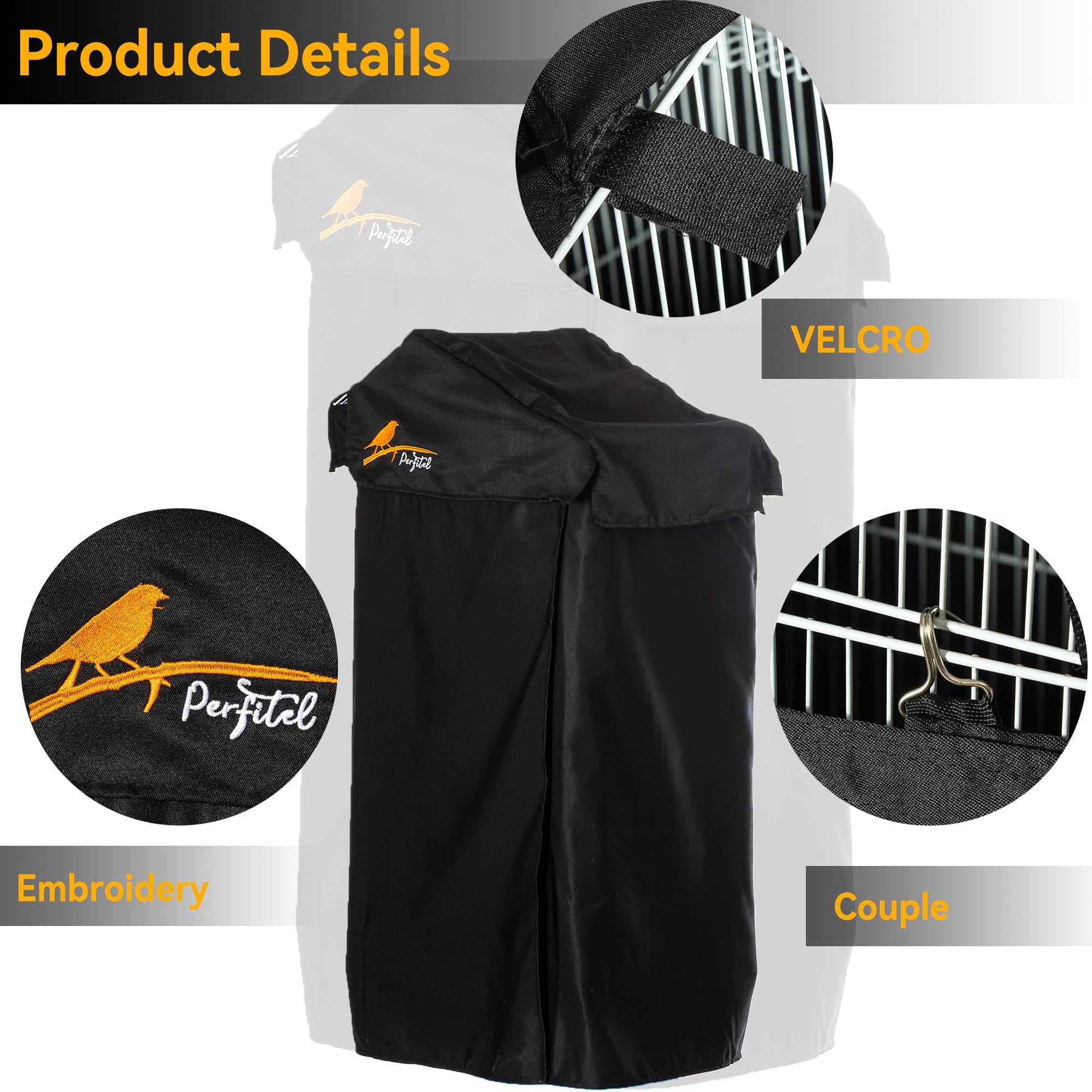 Funda para jaula de pájaros pequeña (negra), cubierta opaca para jaula de pájaros con techo superior, material duradero, transpirable y lavable (45.7 x 35.5 x 99.9 cm) (la jaula no está