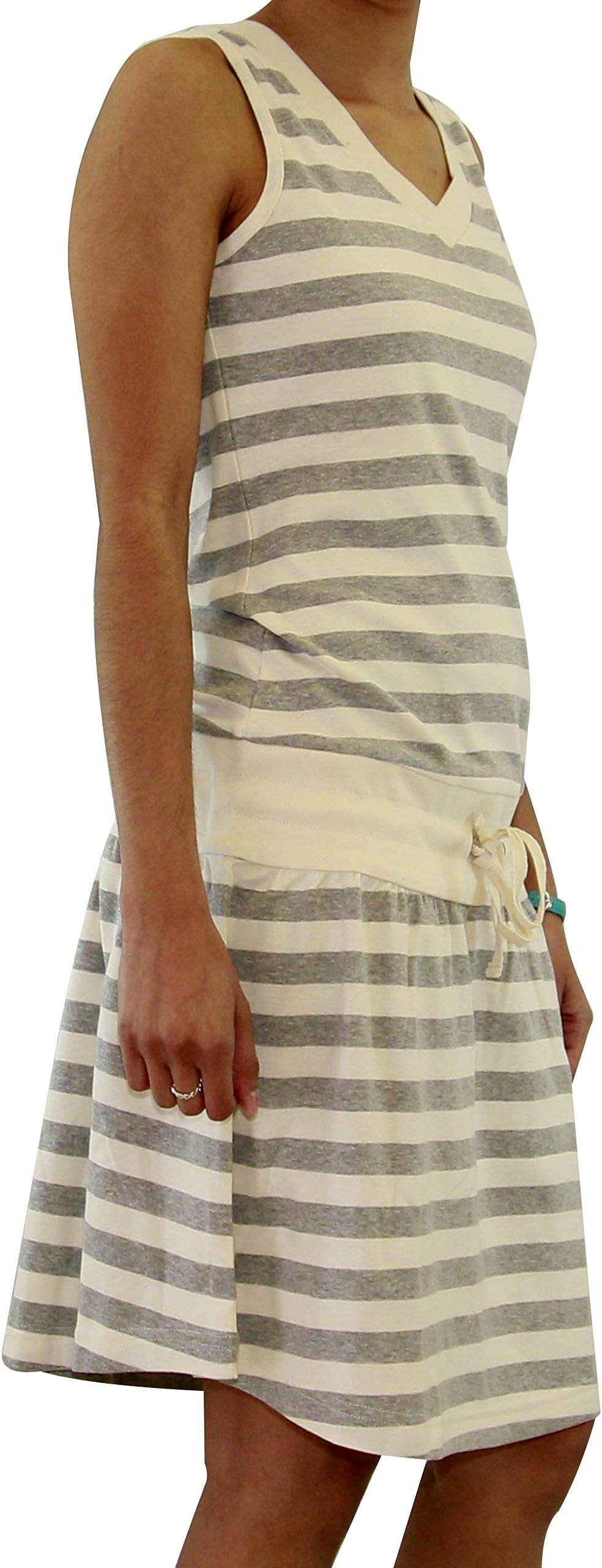 Euro Design Ladies Casual Cotton Summer Beach Cover-up Sun Dress (Small, Grey)