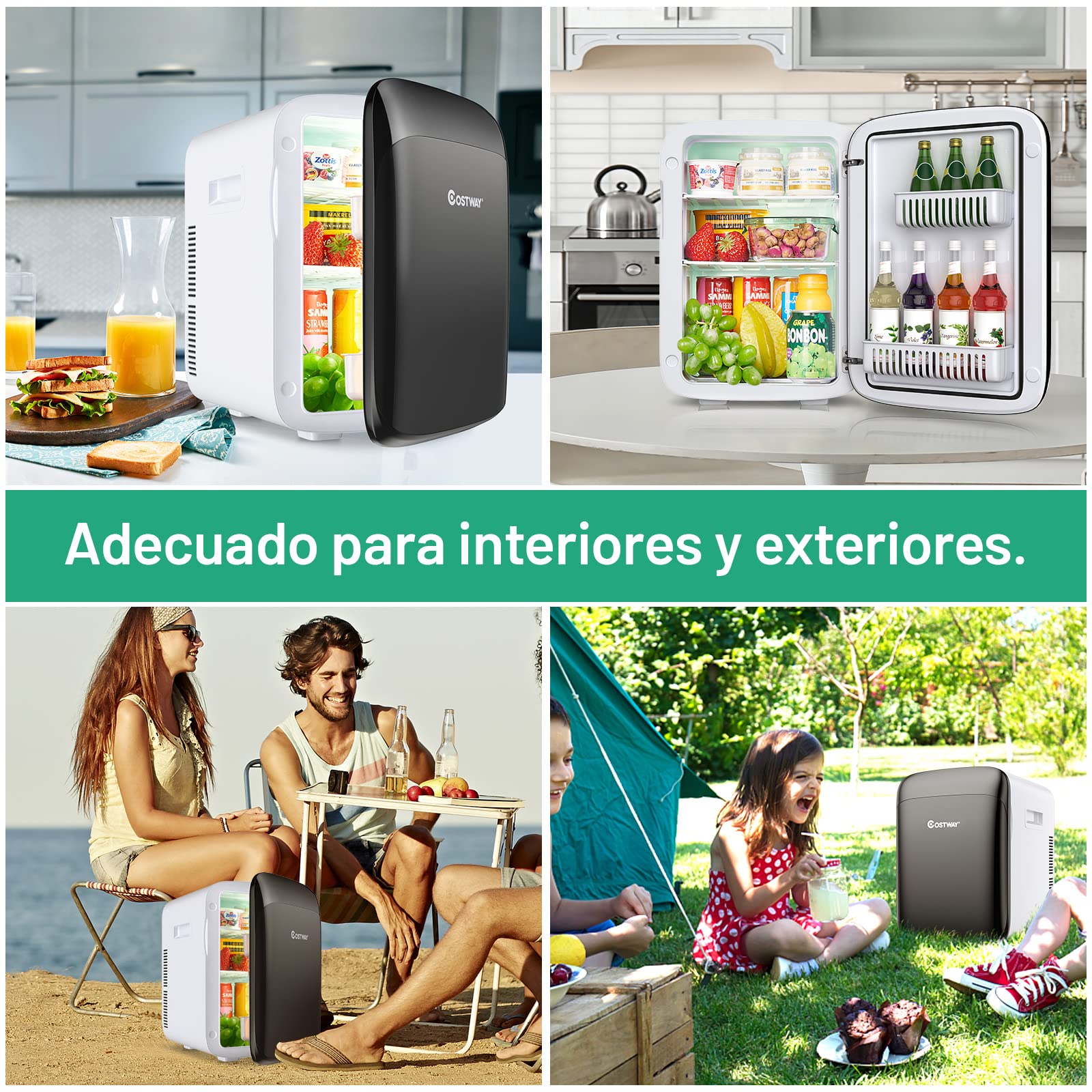 COSTWAY 15L Mini Nevera 2 en 1 Función de Enfriamiento y Calefacción,Enfriador Calentador 5 ℃ ~ 50 ℃ Congelador Portátil para el Automóvil Hogar Clase Energética E(negro)