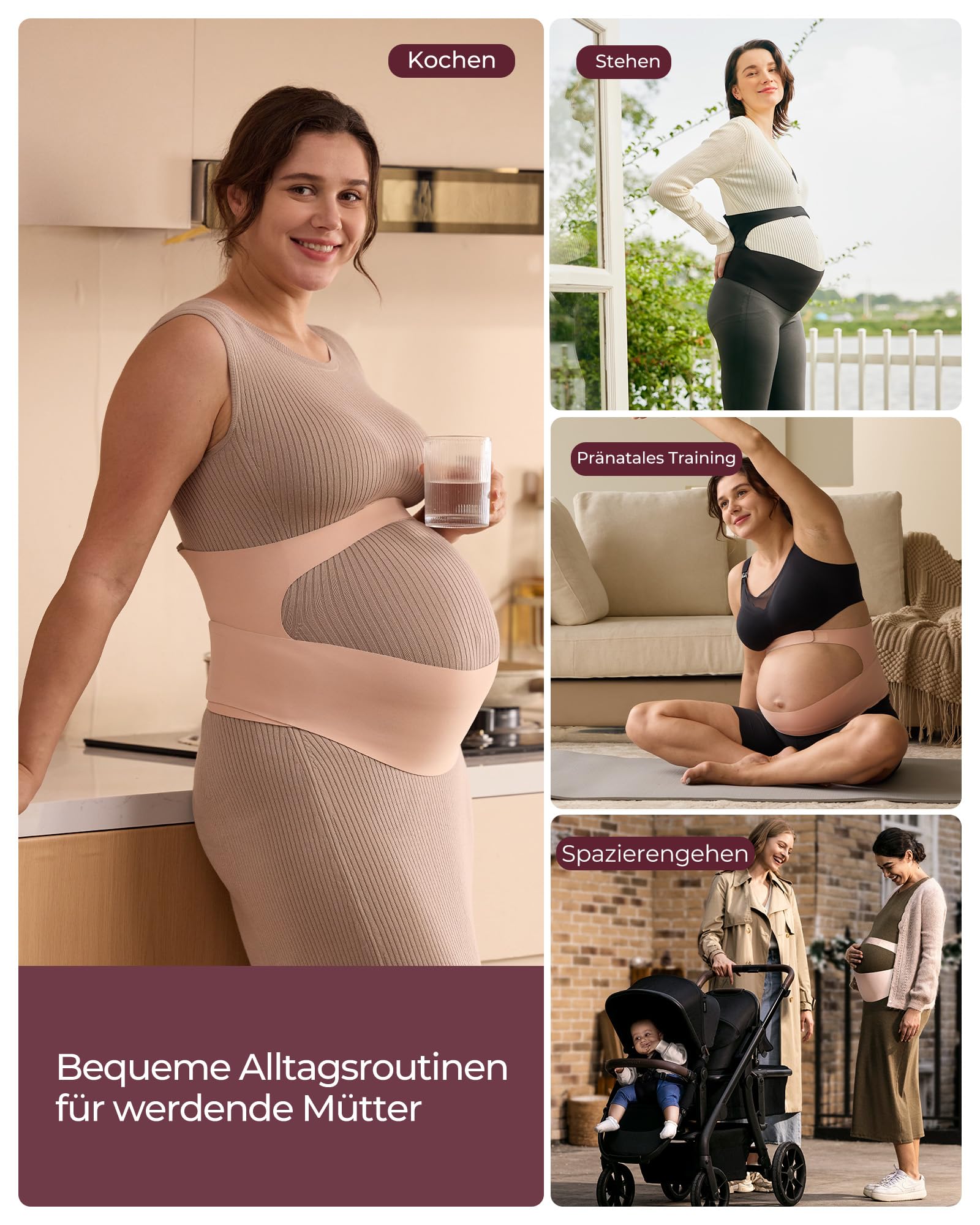 Momcozy Bauchgurt Schwangerschaft, CozySupport Ergonest Bauchband Schwangerschaft, unsichtbarer & atmungsaktiv Schwangerschaftsgürtel für Rücken, Bauch und Taille
